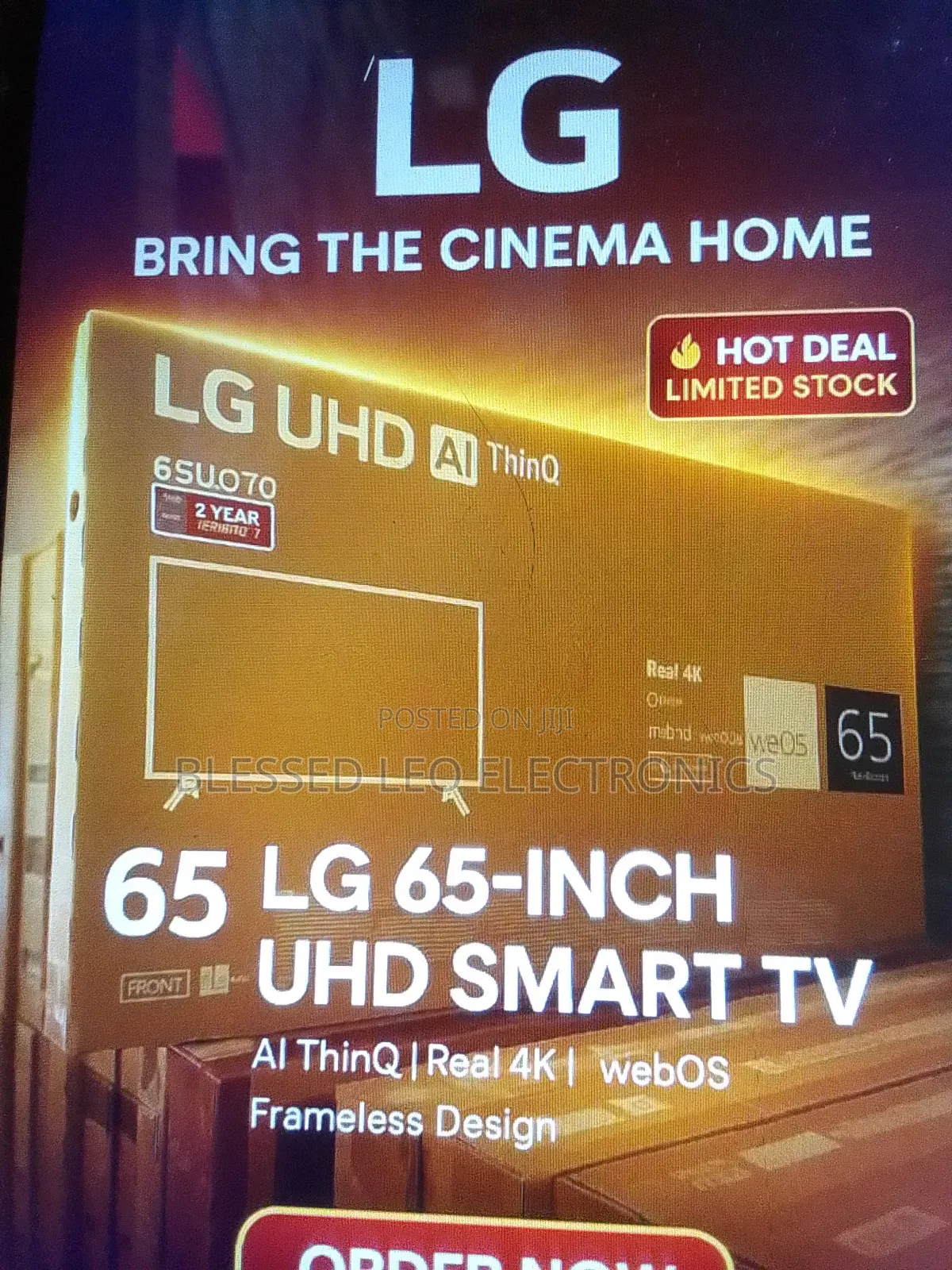 65 Inches Smart Tv With Building Showcasing Apps