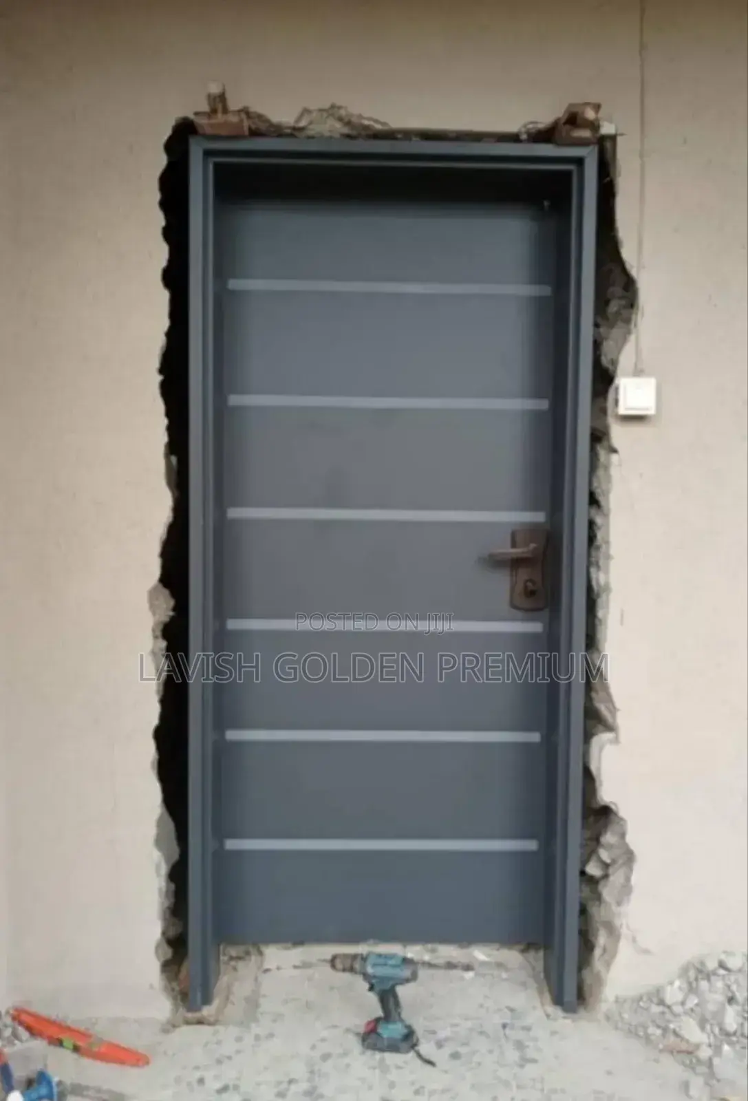 Gray Zebra Israeli Steel Security Door 3ft