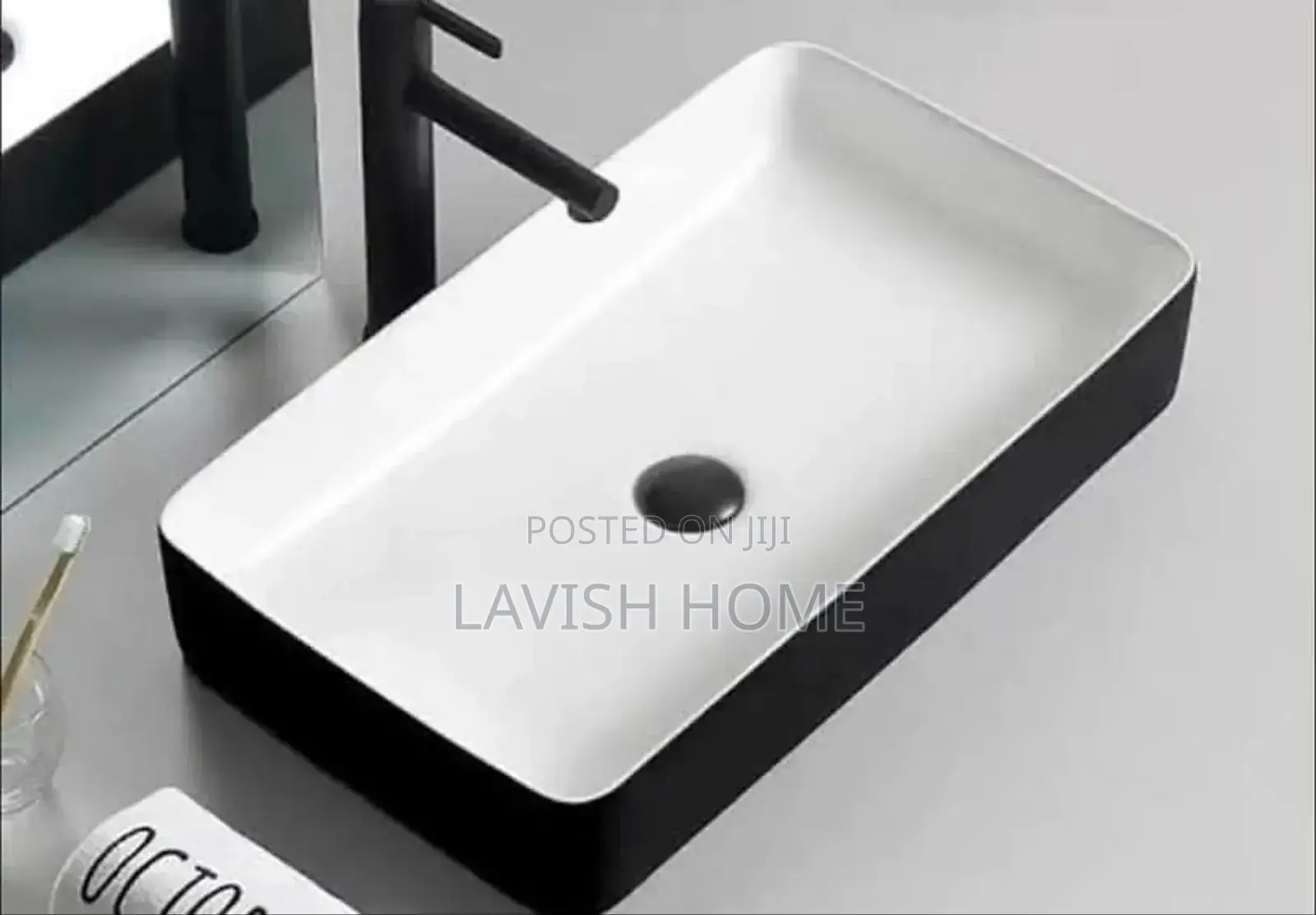Black and White Countertop Wash Hand Basin