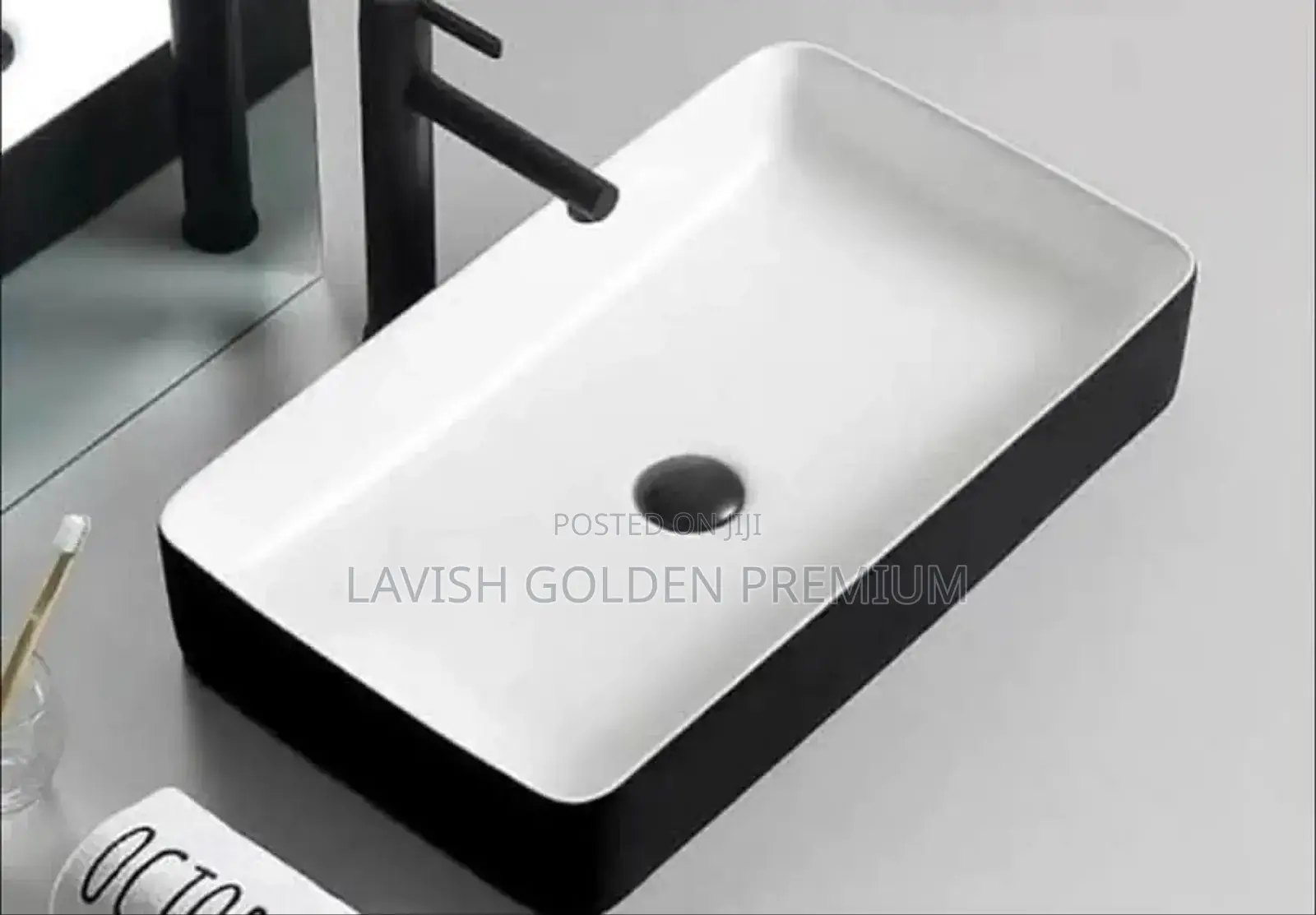 Black and White Countertop Wash Hand Basin
