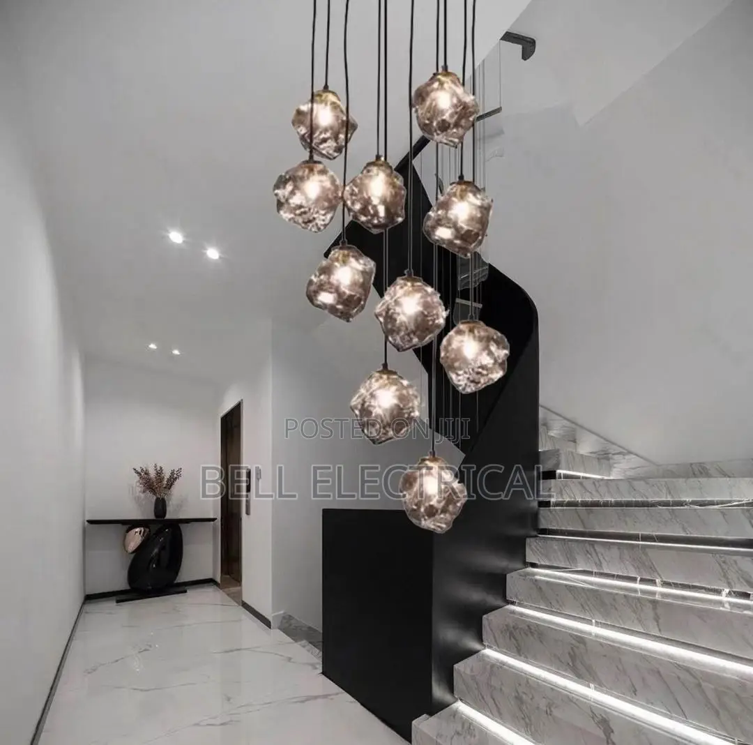 Modern Ice Cube Led Pendant Light Glass Chandelier
