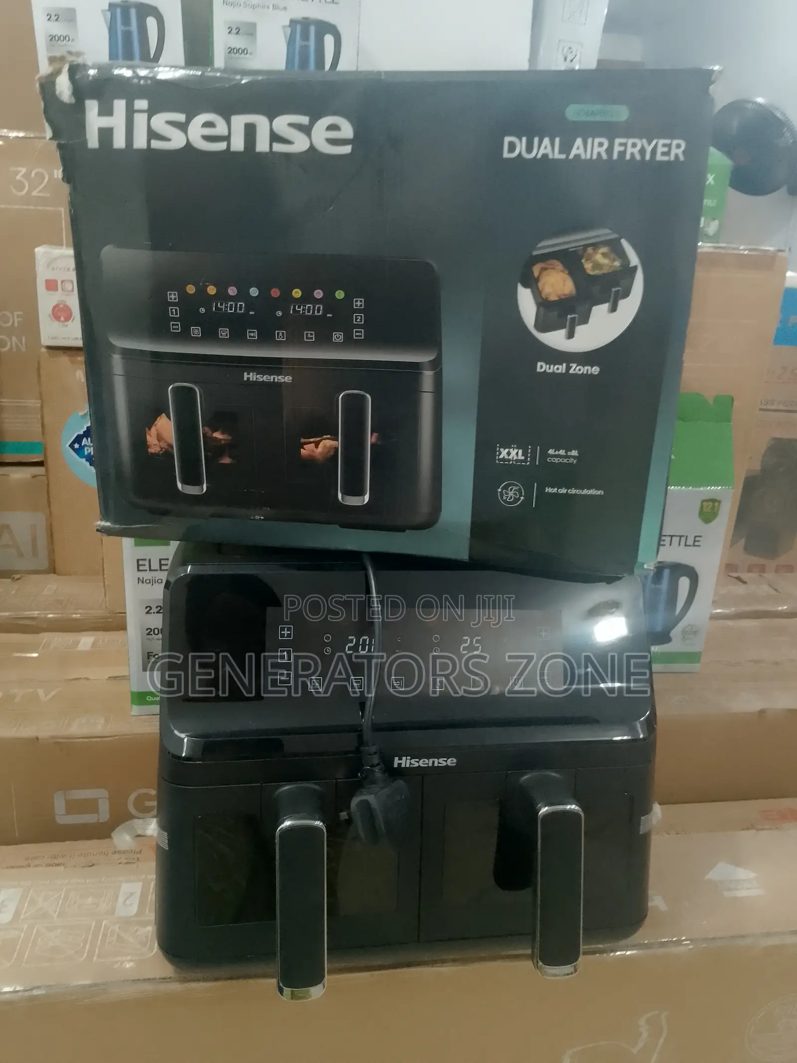 Hisense H08afbk2s1 Dual Basket Air Fryer – Sleek Black Finish