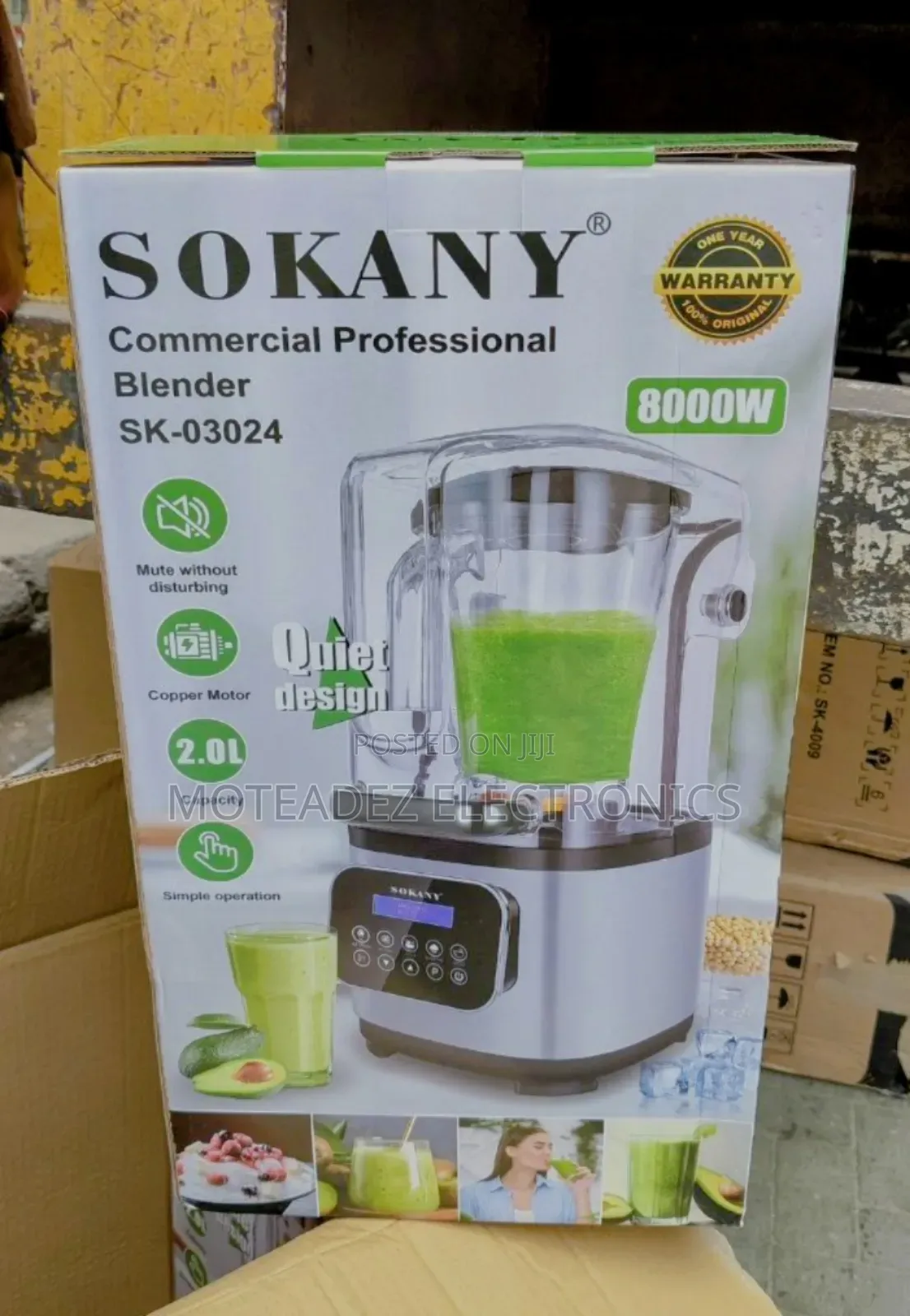 Sokany Digital 8000w Copper Coil Soundproof Commercial Blender/Grinder