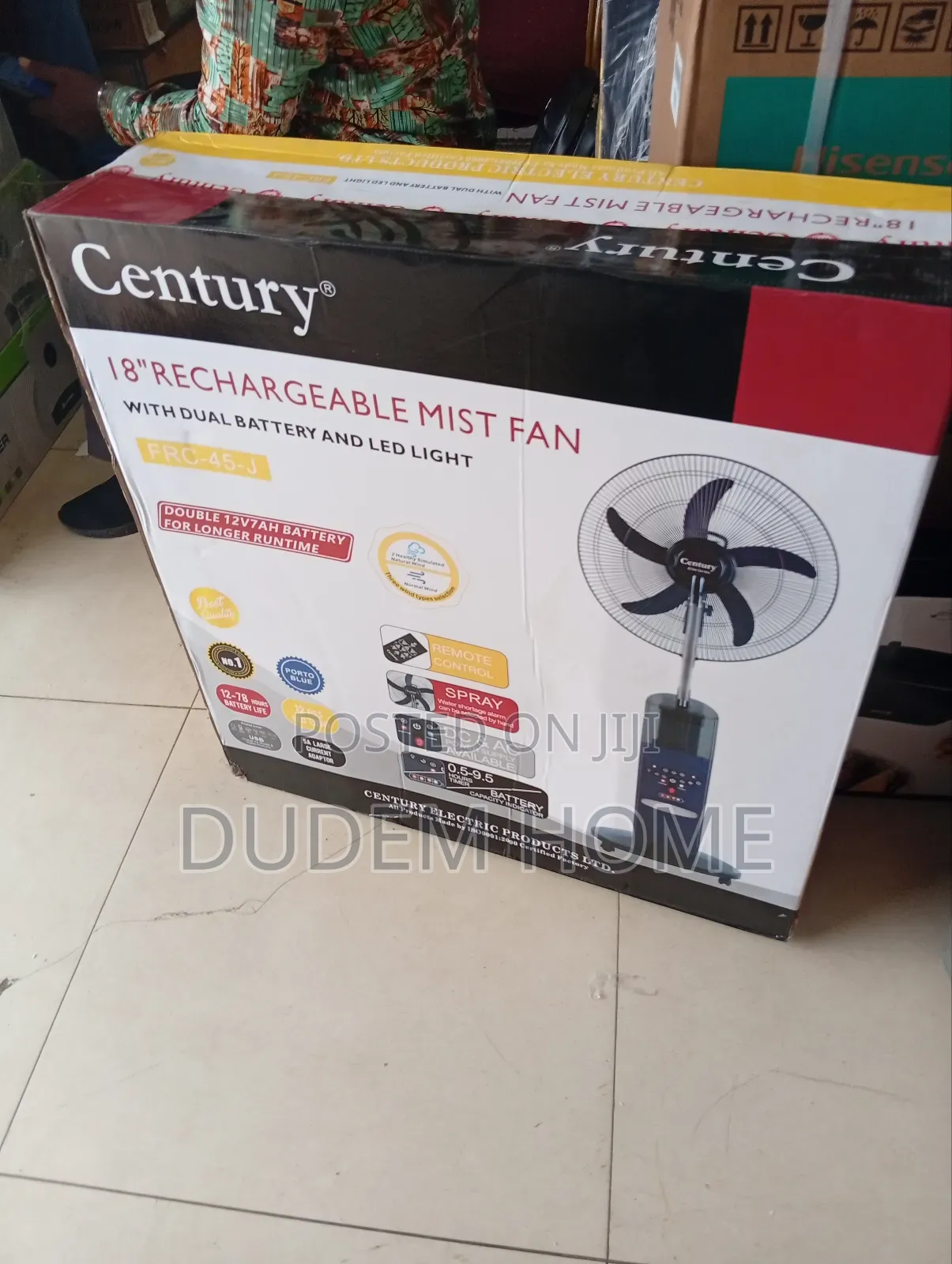 Century 18 Inches Rechargeable Mist Fan With Dual Battery
