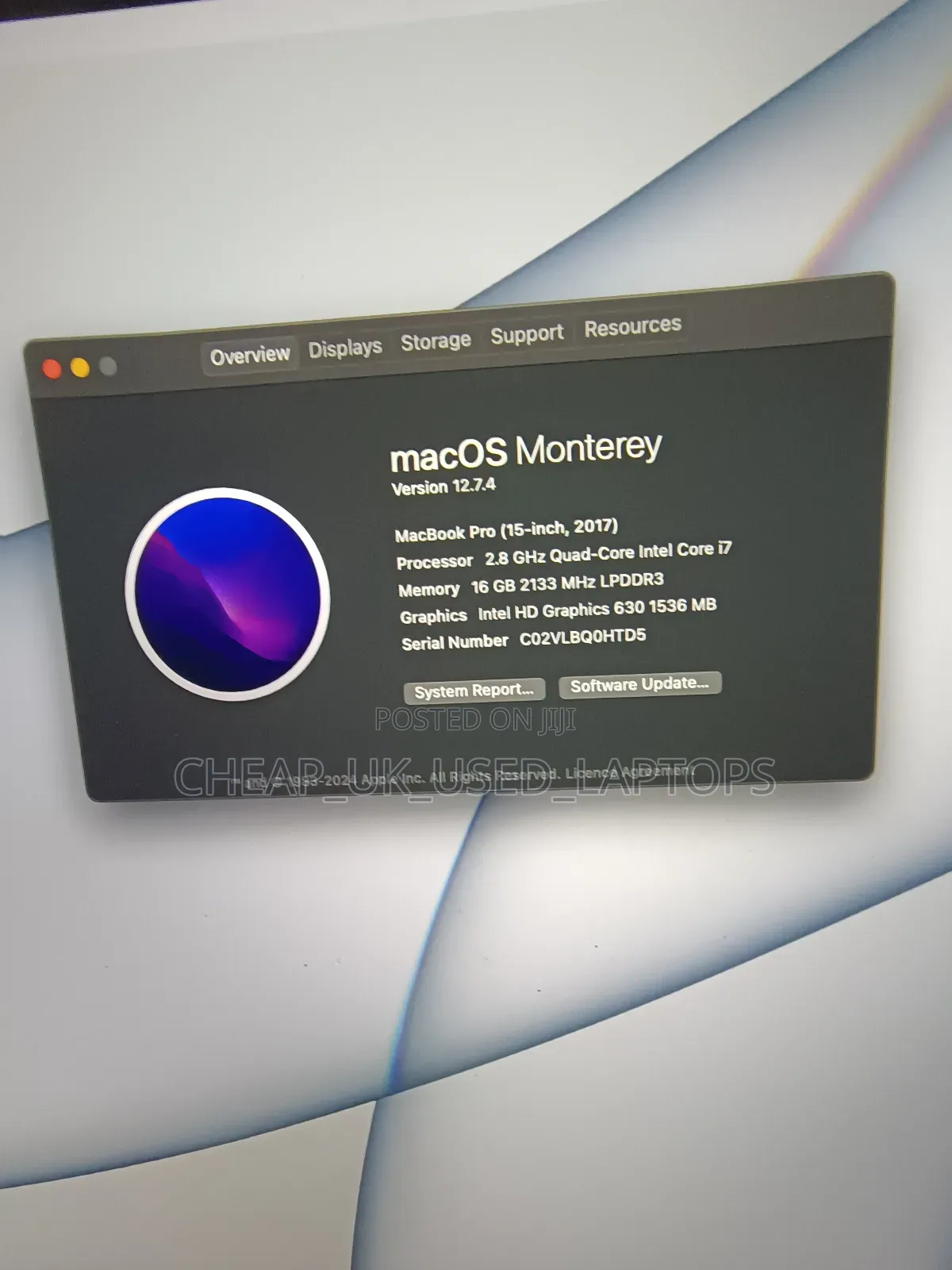 Laptop Apple MacBook Pro 2017 16GB Intel Core I7 SSD 256GB