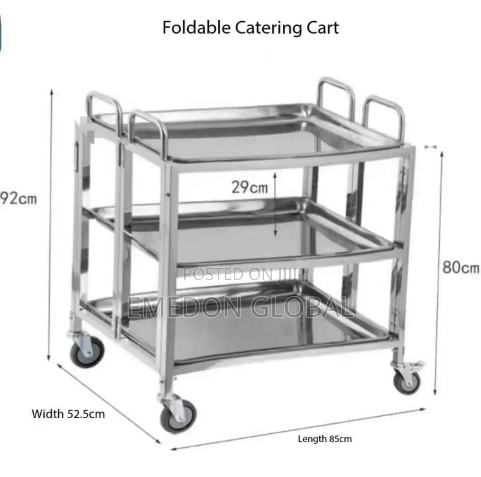 Stainless Steel Quality Foldable Food Trolley 3layer