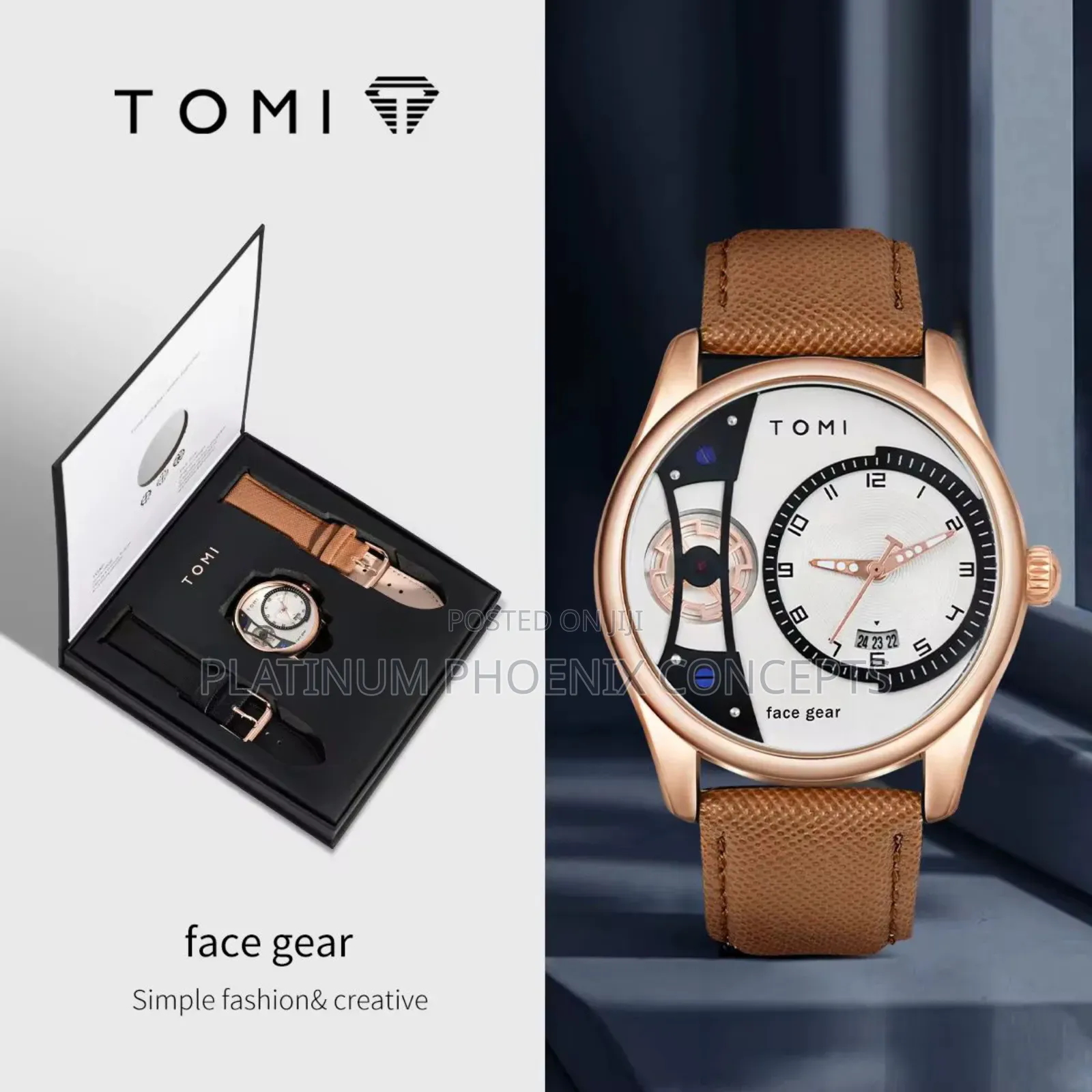 Tomi Watch Fully Boxed With 2 Straps