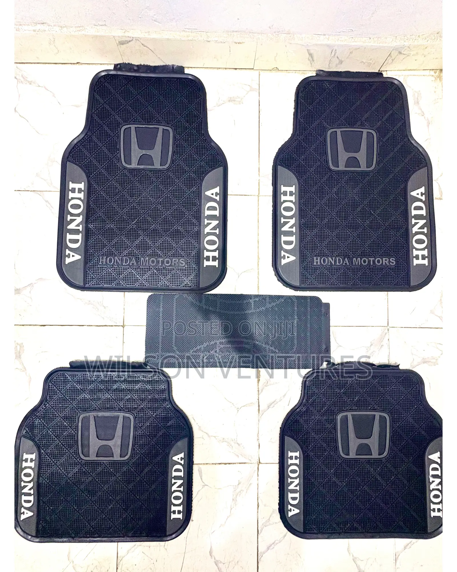 Ash And Black Side Logo Honda Rubber Foot Mat