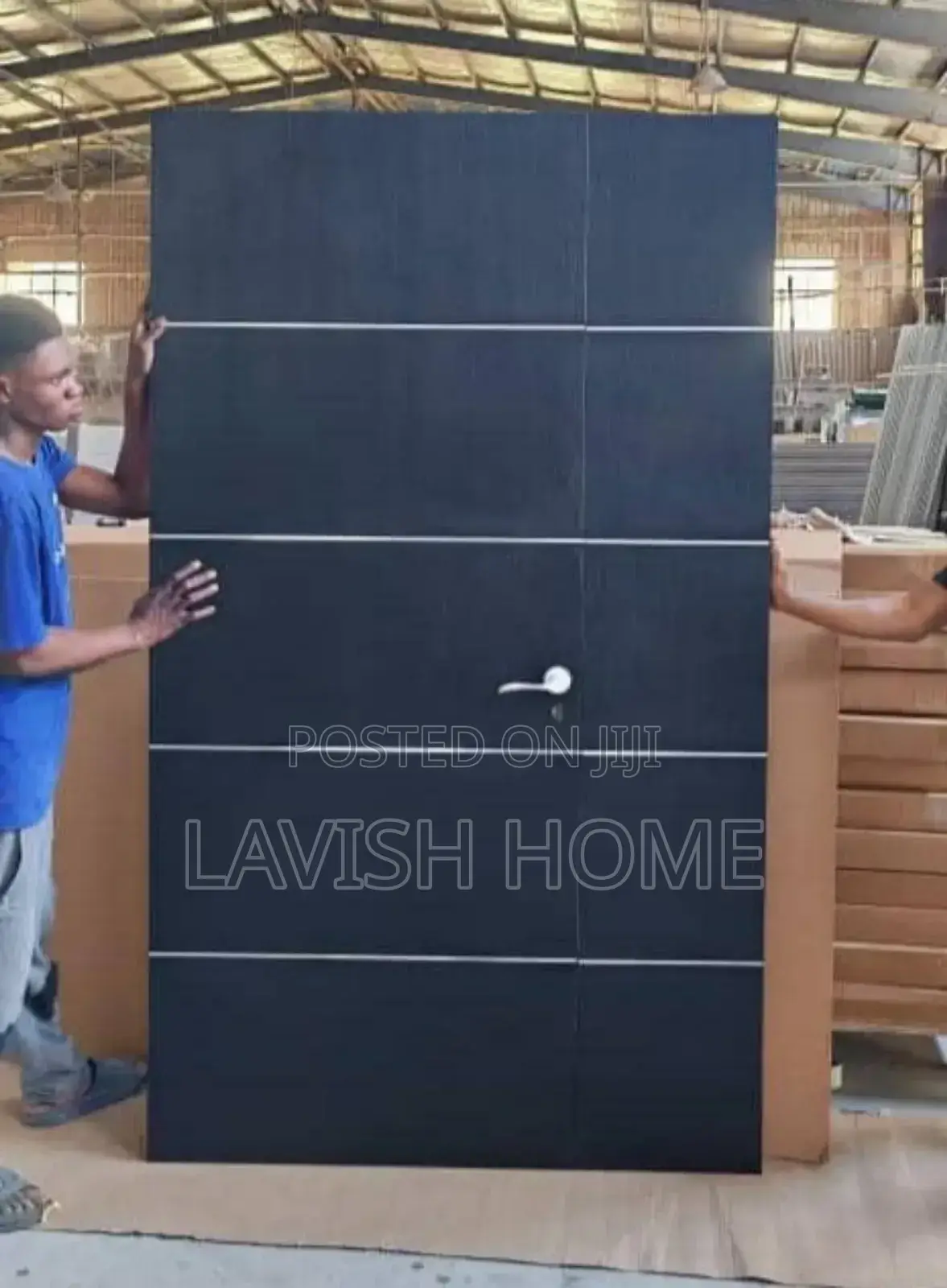 4ft HDF Wooden Entrance Doors Black