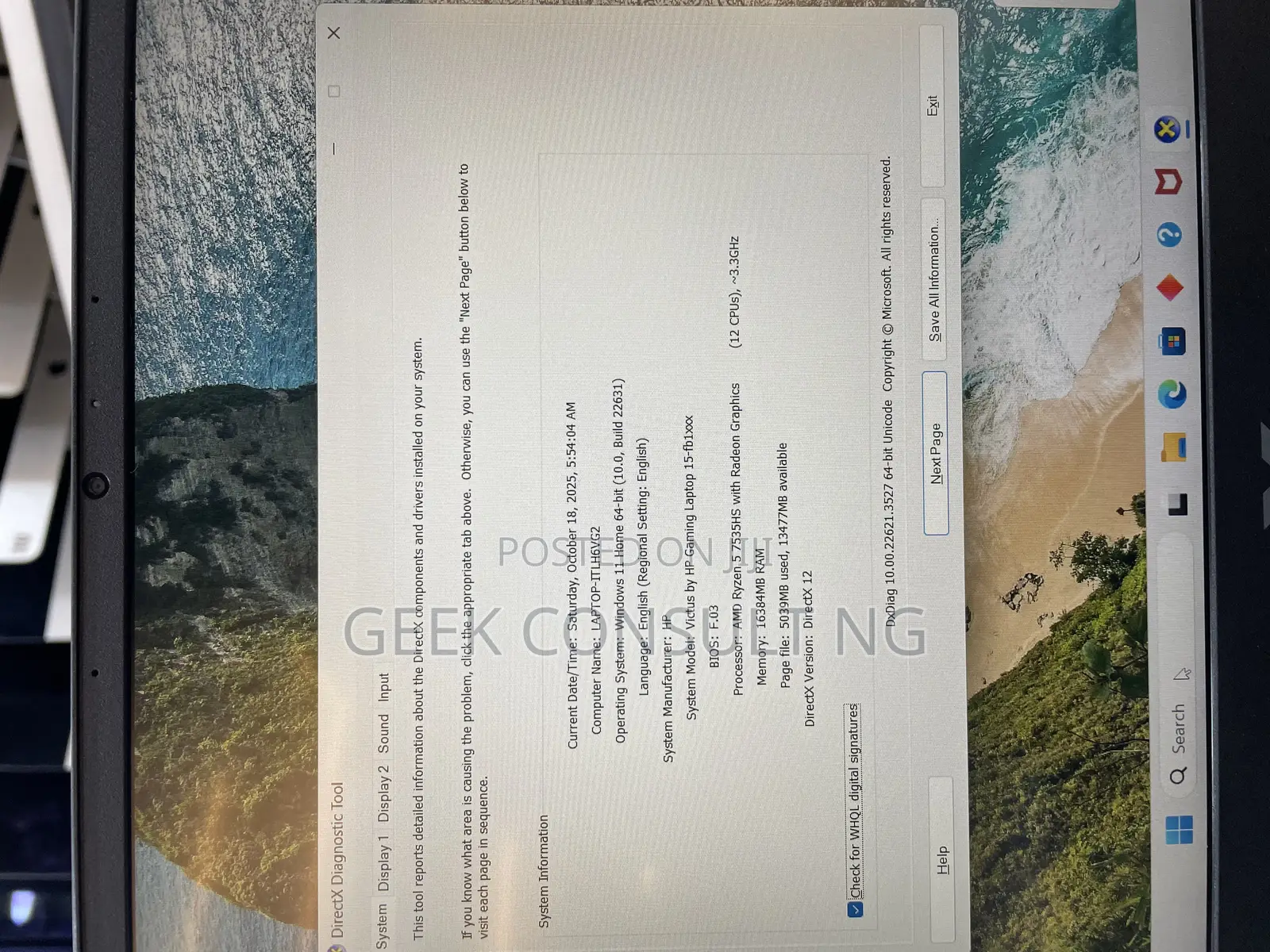 Laptop HP Victus 15 16GB AMD Ryzen 5 SSD 512GB
