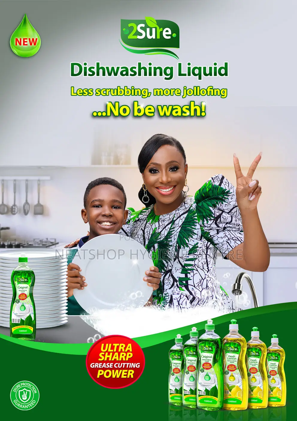 A Carton of 2sure Dishwashing Liquid 1 Liter, 500ml 250ml