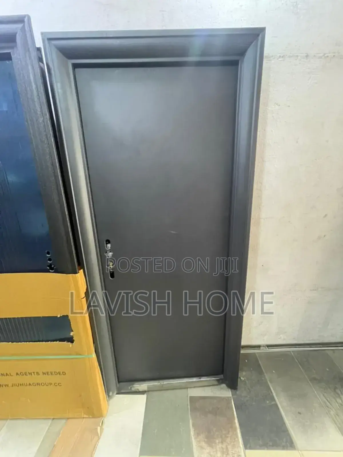 Black 3ft Steel Door Plain