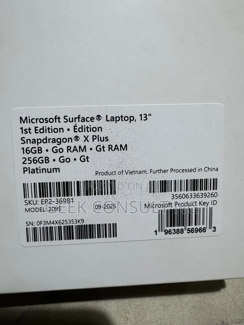 New Laptop Microsoft 16GB Qualcomm Snapdragon X Plus SSD 256GB