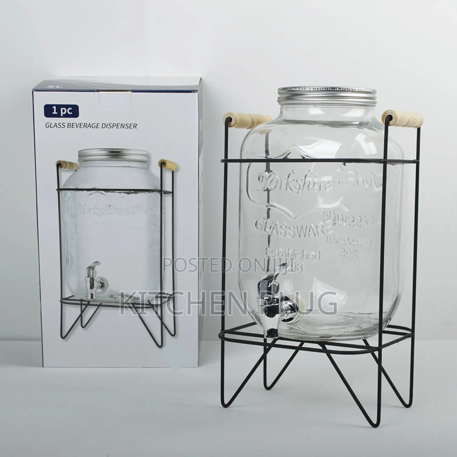 8-litre Glassware Beverage Dispenser With A Stand.