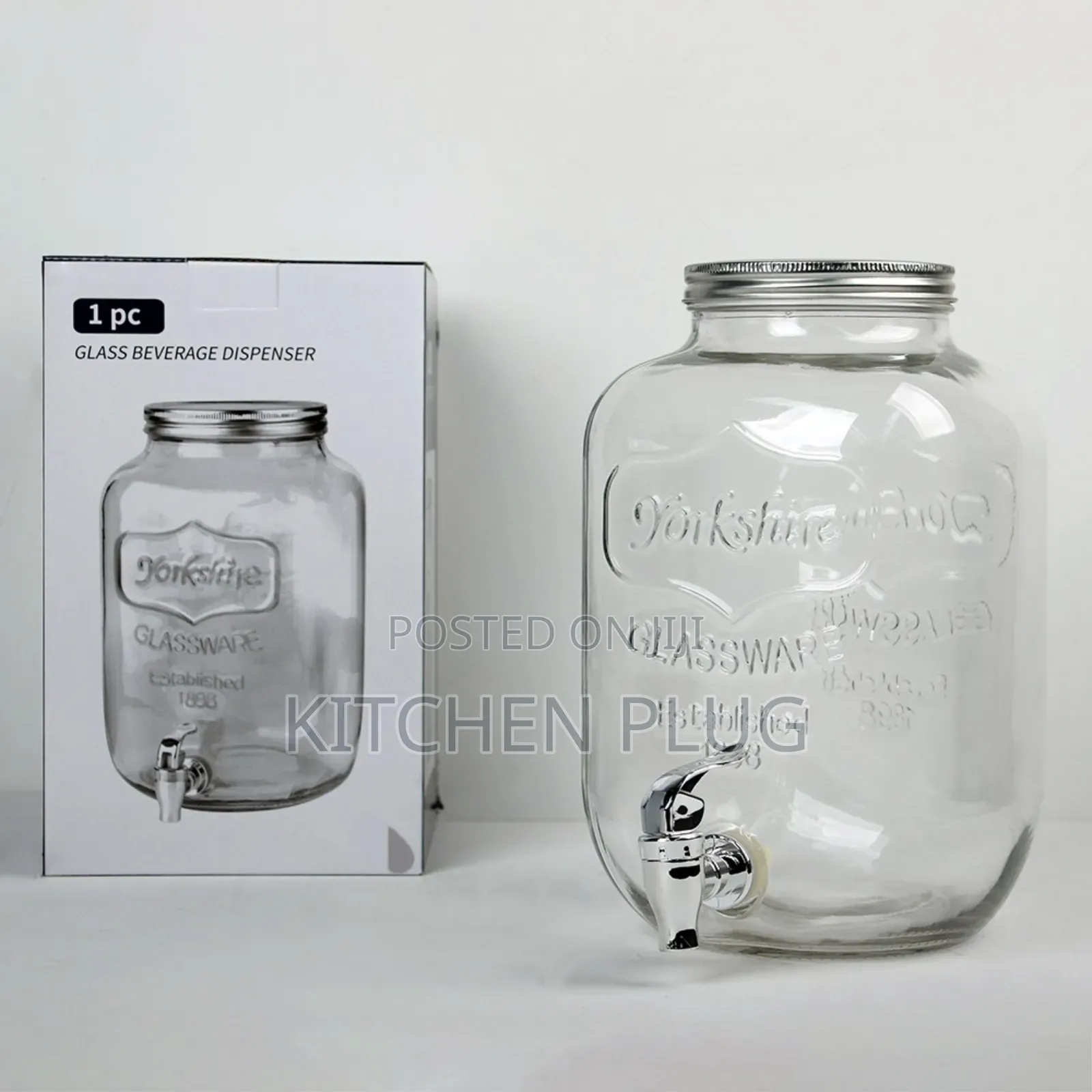 8-litre Glassware Beverage Dispenser With A Stand.
