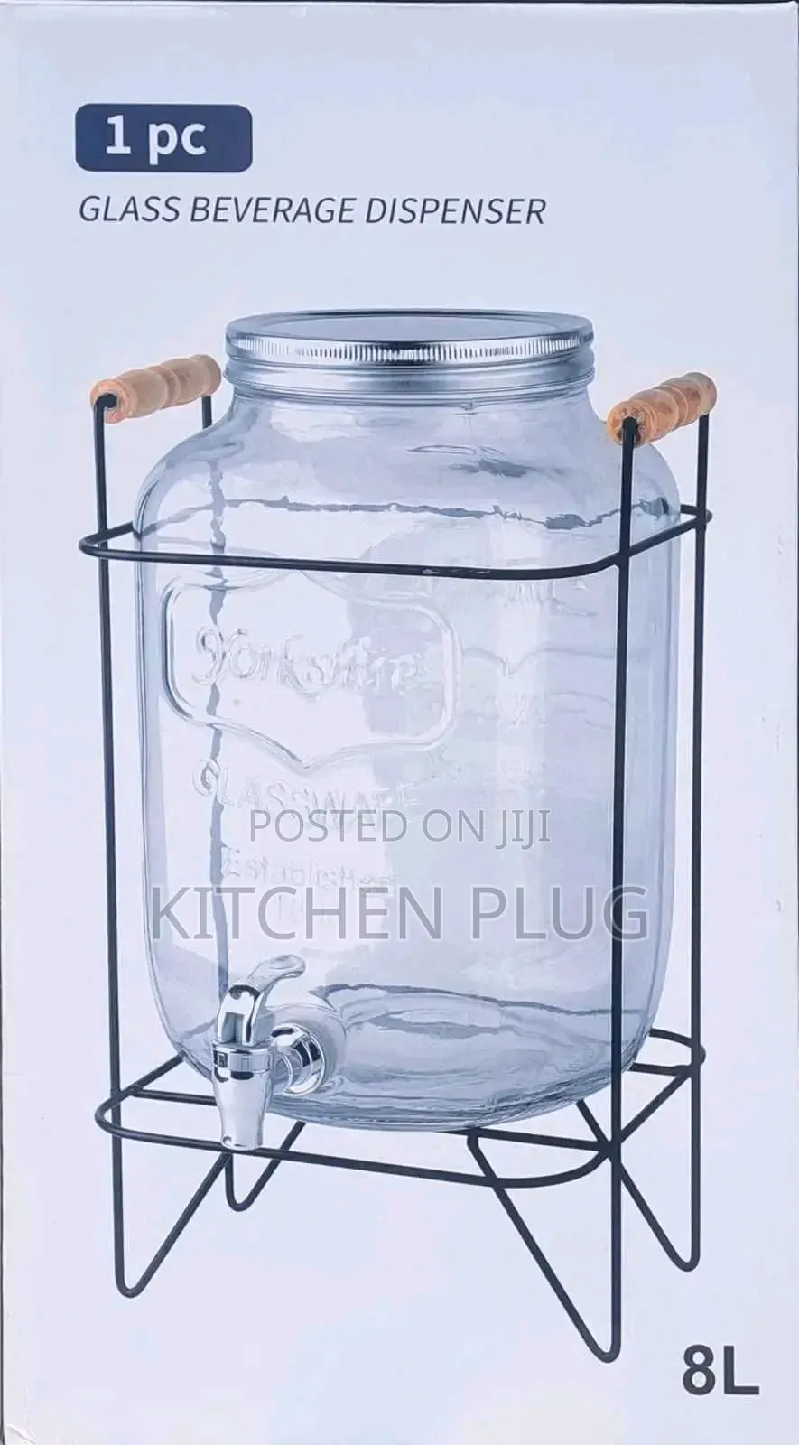 8-litre Glassware Beverage Dispenser With A Stand.