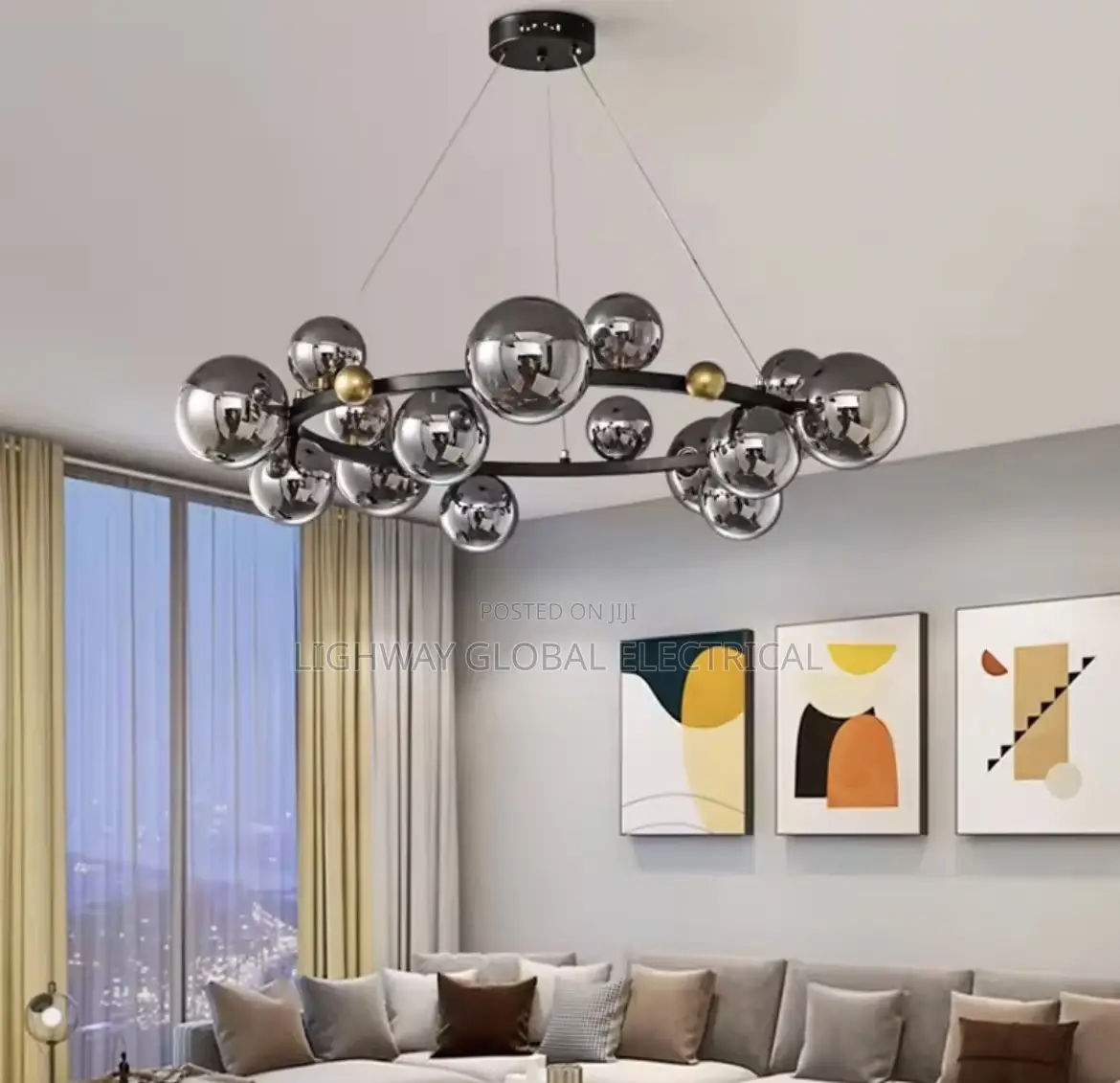 Nordic Glass Ball Smoky Glass Chandelier