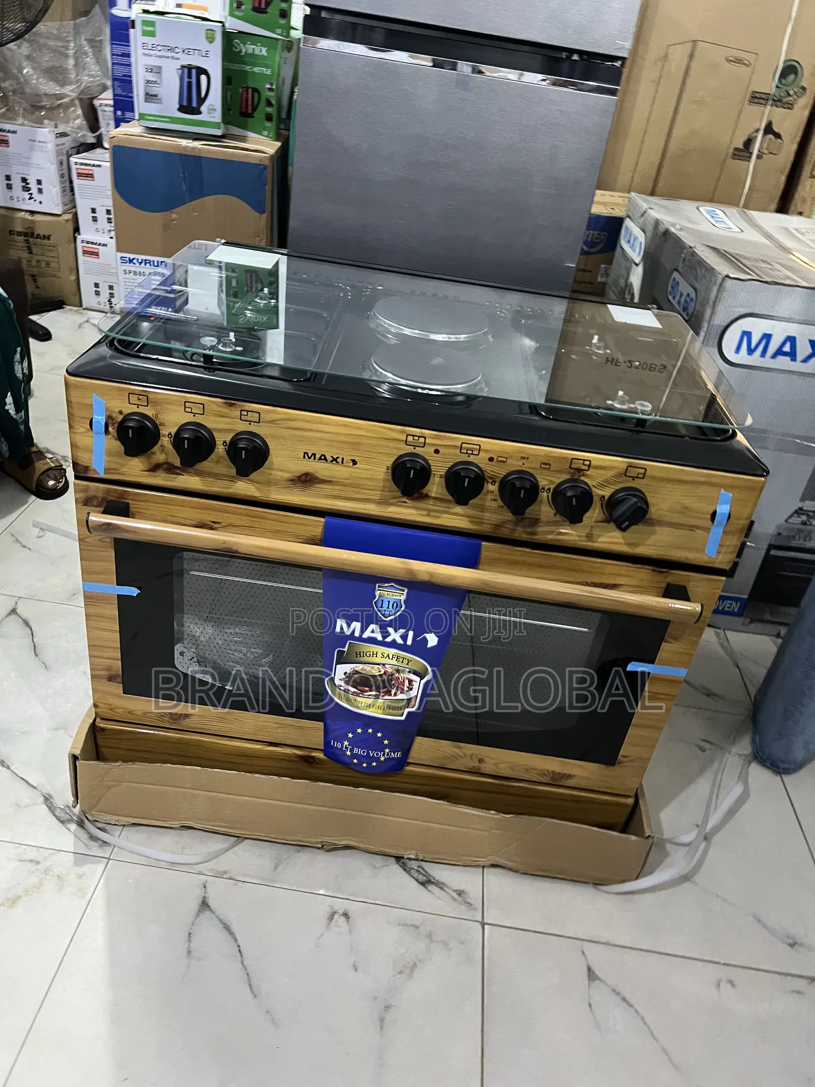 Maxi Gas Cooker 60x90 Cm (4+2) Burners Wooden Color