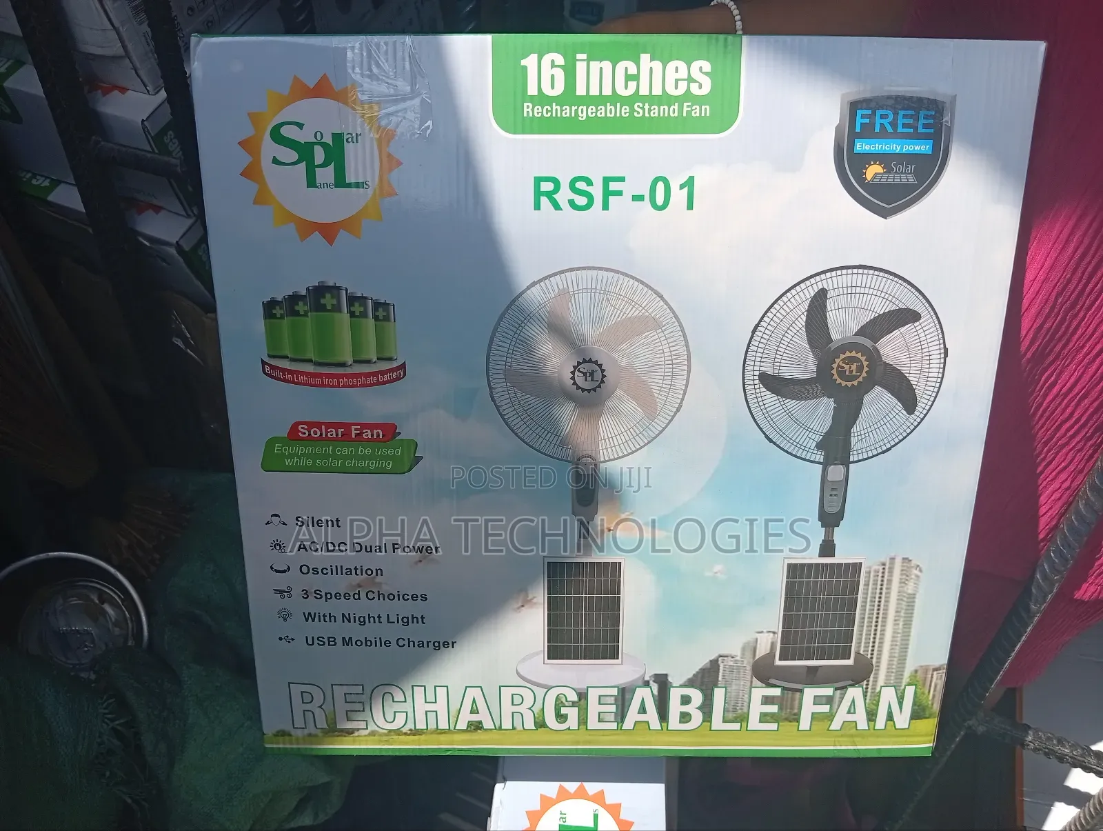 16inches Rechargeable Solar Fan