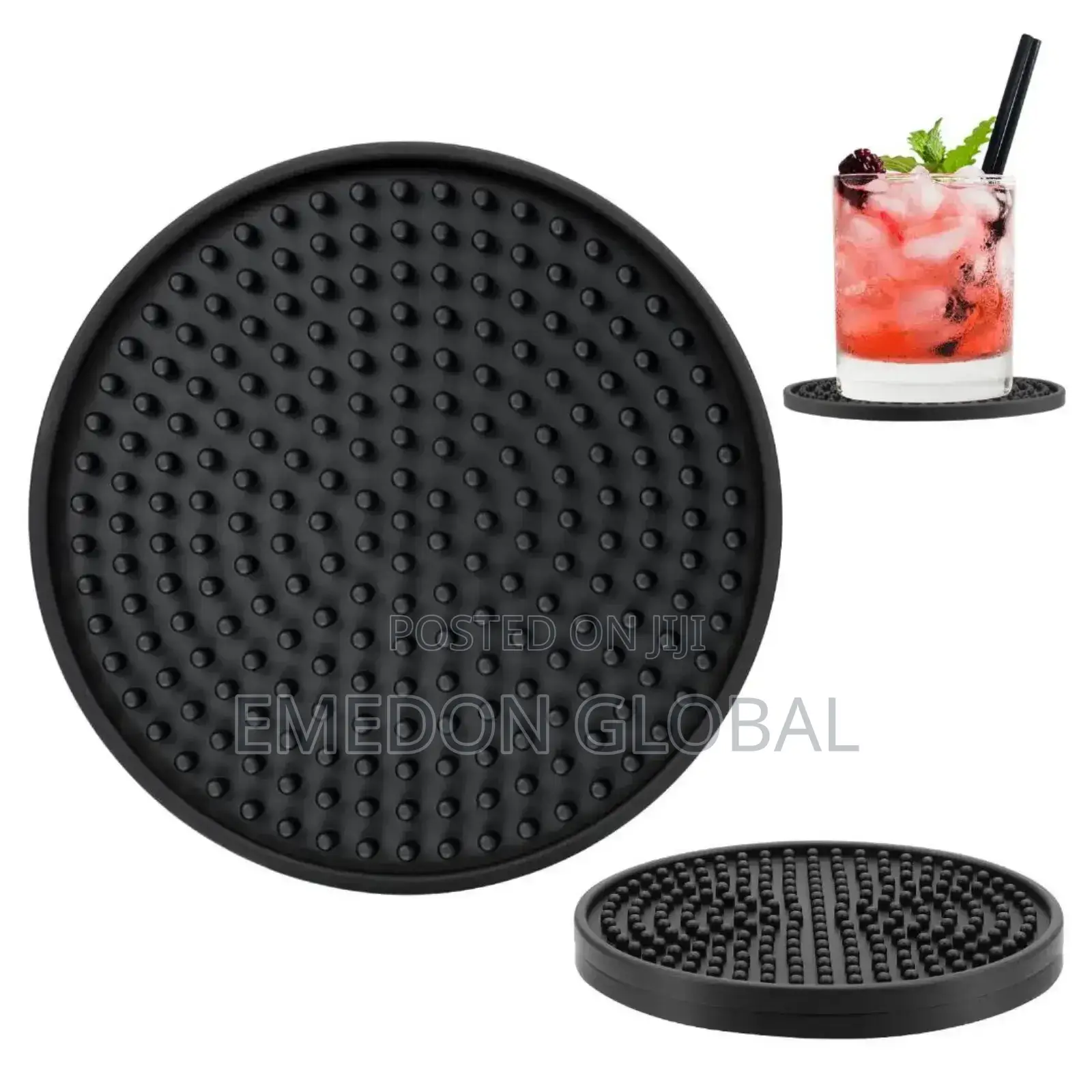Quality Non Slip Silicone Drink Coasters/Cup Mats 6pcs