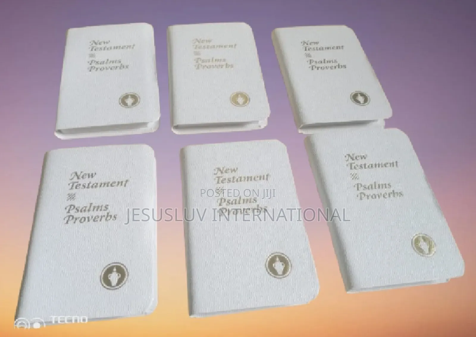 New Testament Bible With Psalms Proverbs White Color -Pack of 6