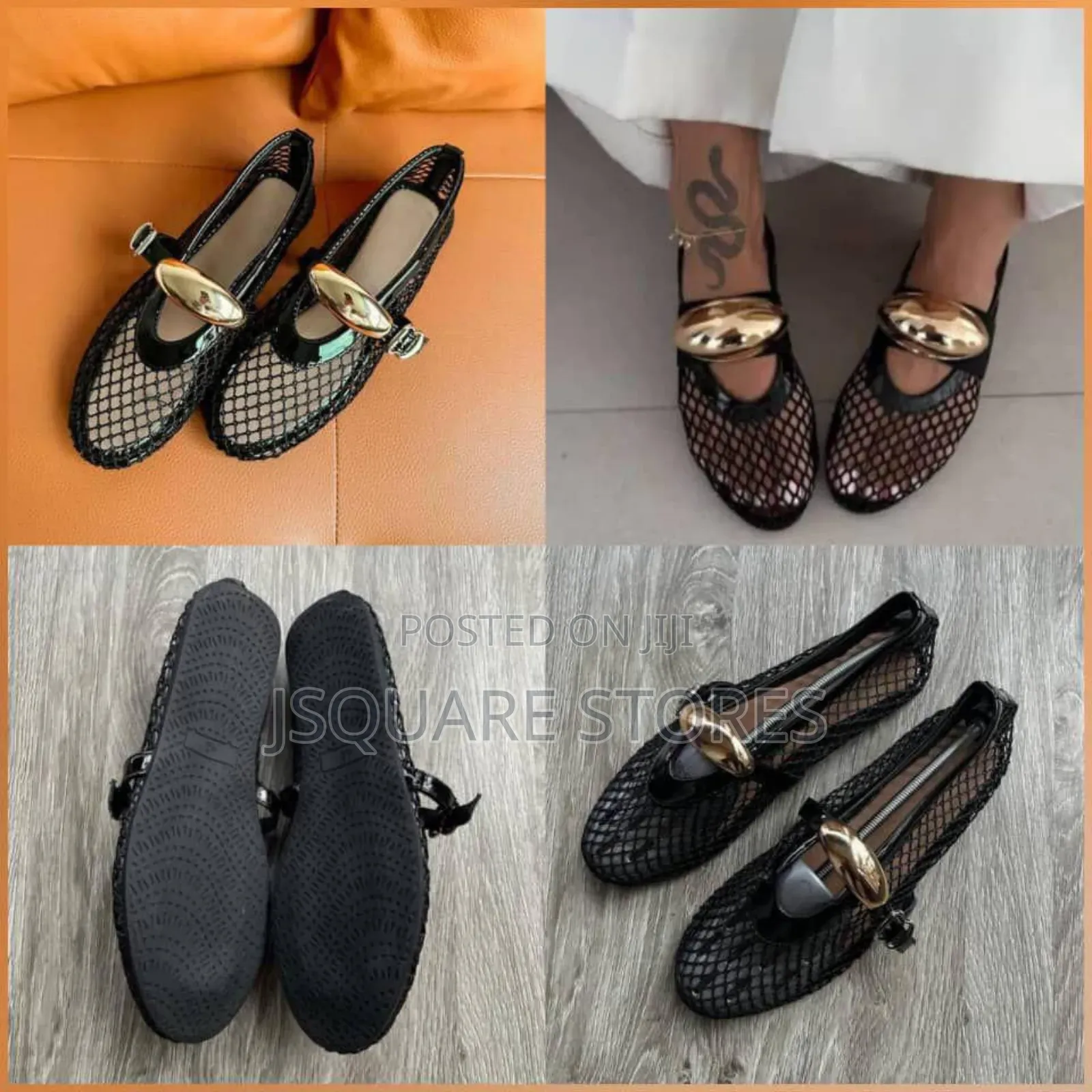 Buckle Flat Ballet Shoes in Colours Black and White, Sizes 37 - 42