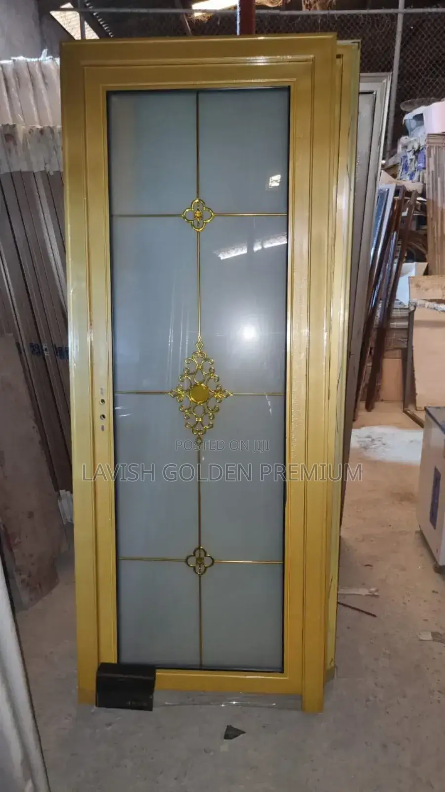 2.5 by 8ft Gold Aluminium Glass Toilet Door