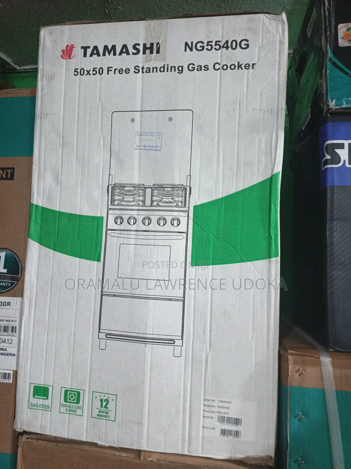 Tamashi Gas Cooker All Glass 50 by 50 Anty Rust Body