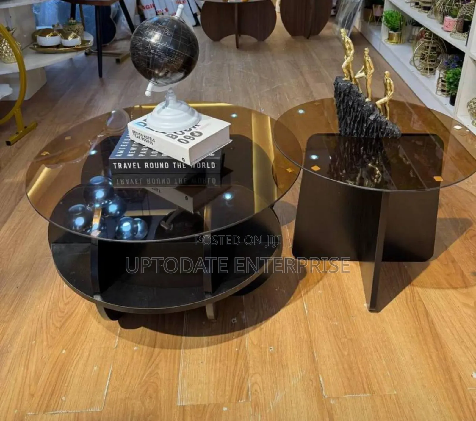 2 in 1 Teck Glass Center Table With Stool