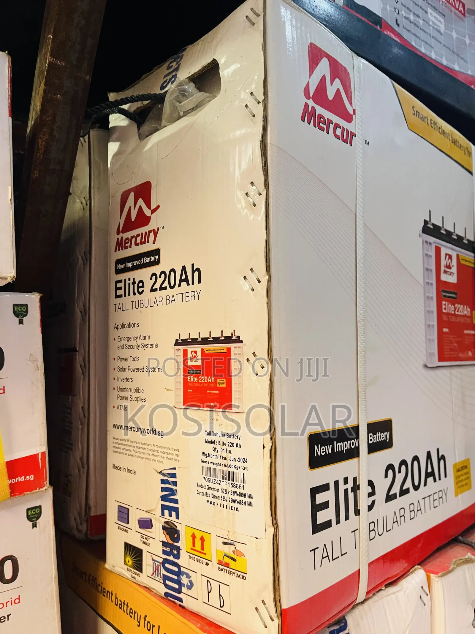 220ah 12v Mercury Tubular Battery