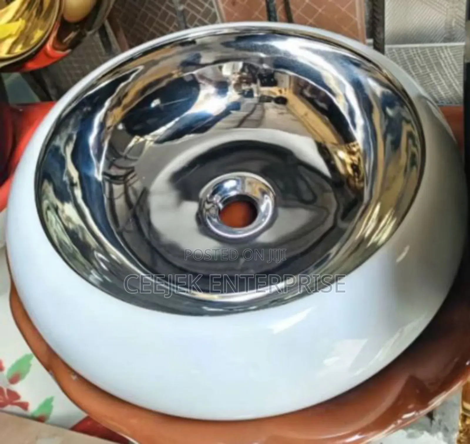 White and Gold Contertop Basin