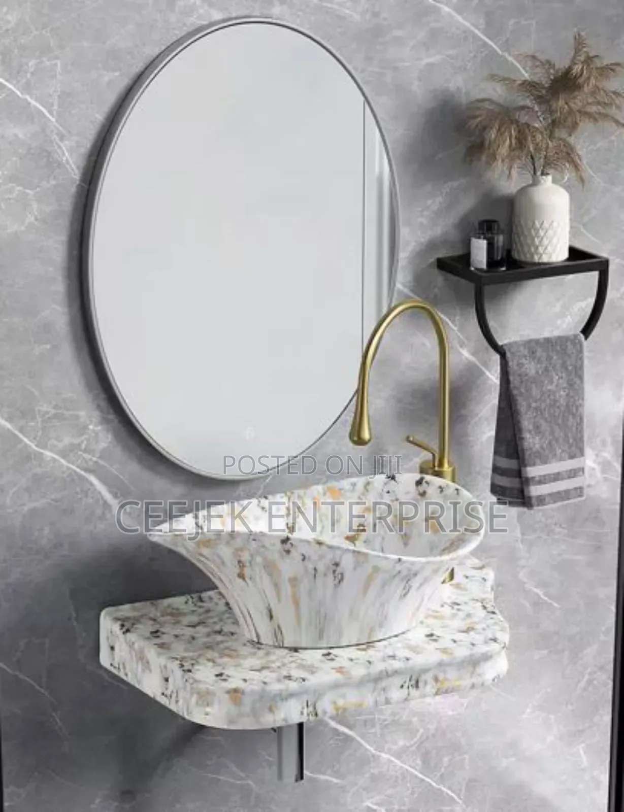 Contertop Basin With Stand and Mirror