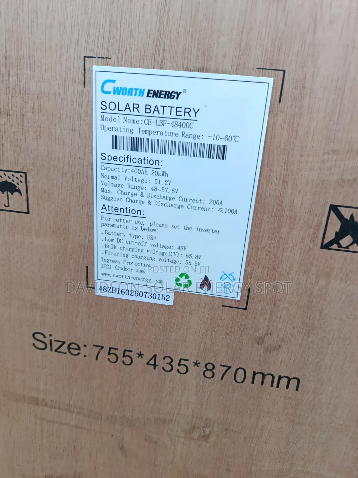 20kwh Cworth Solar Lithium Ion Battery