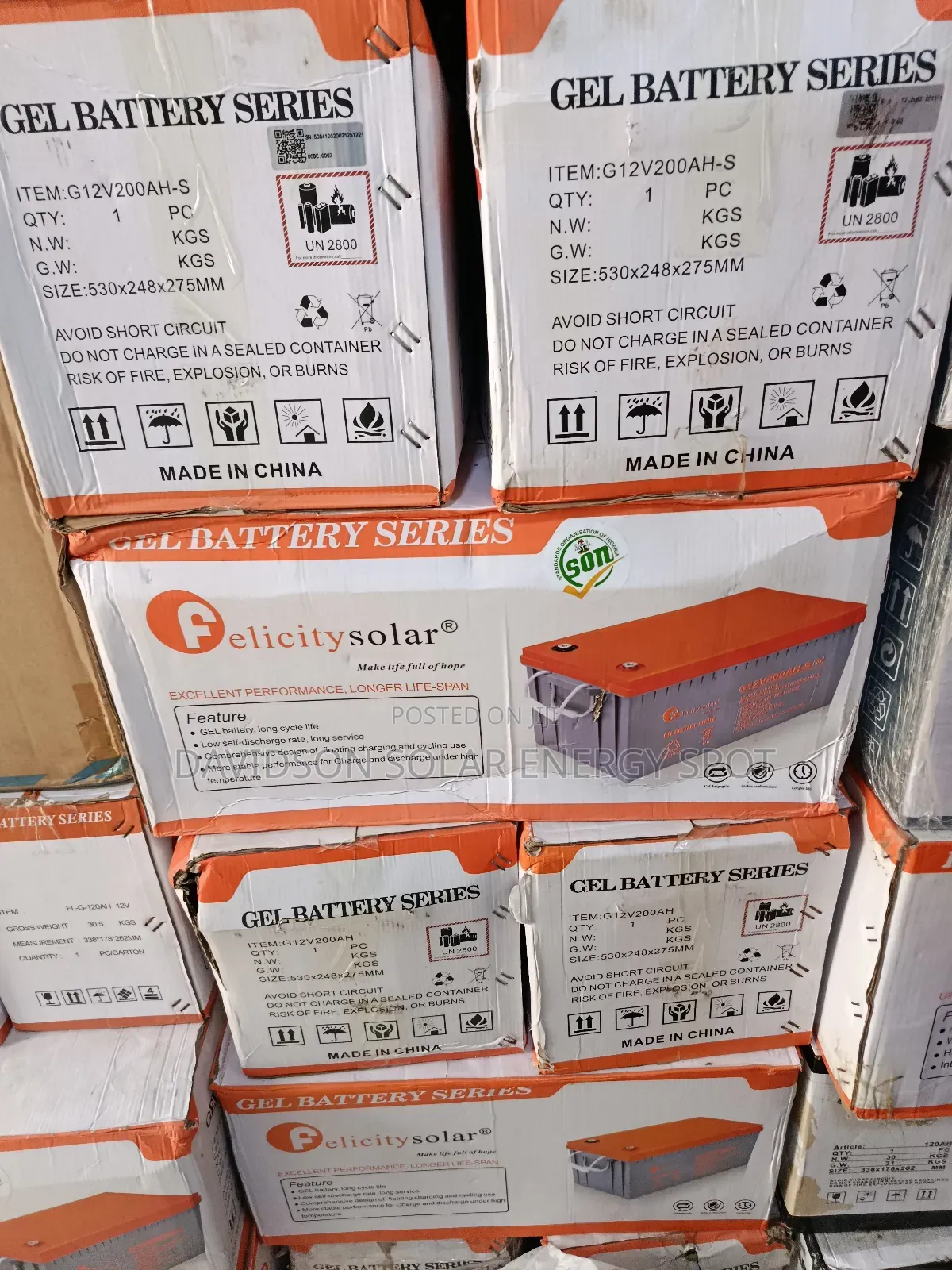 200arh 12v Felicity Gel Battery