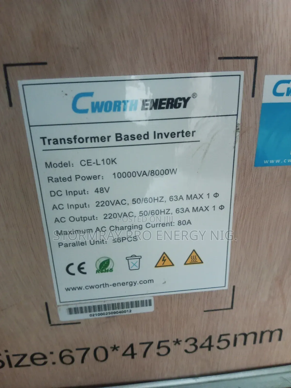 10kva Cworth Transformer Based Non Hybrid Inverter