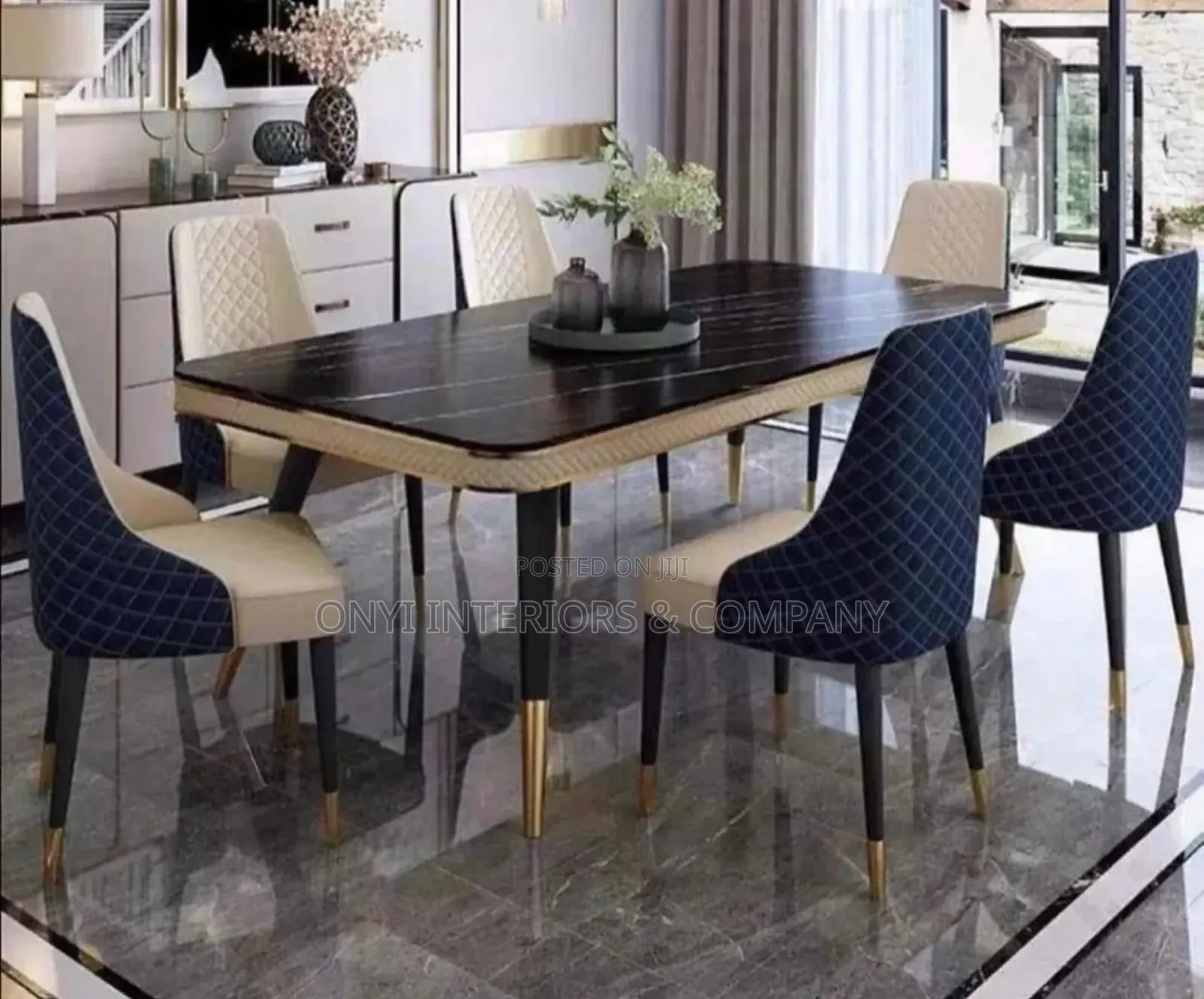 Unique Home Marble Top Dining Table With 6 Chairs