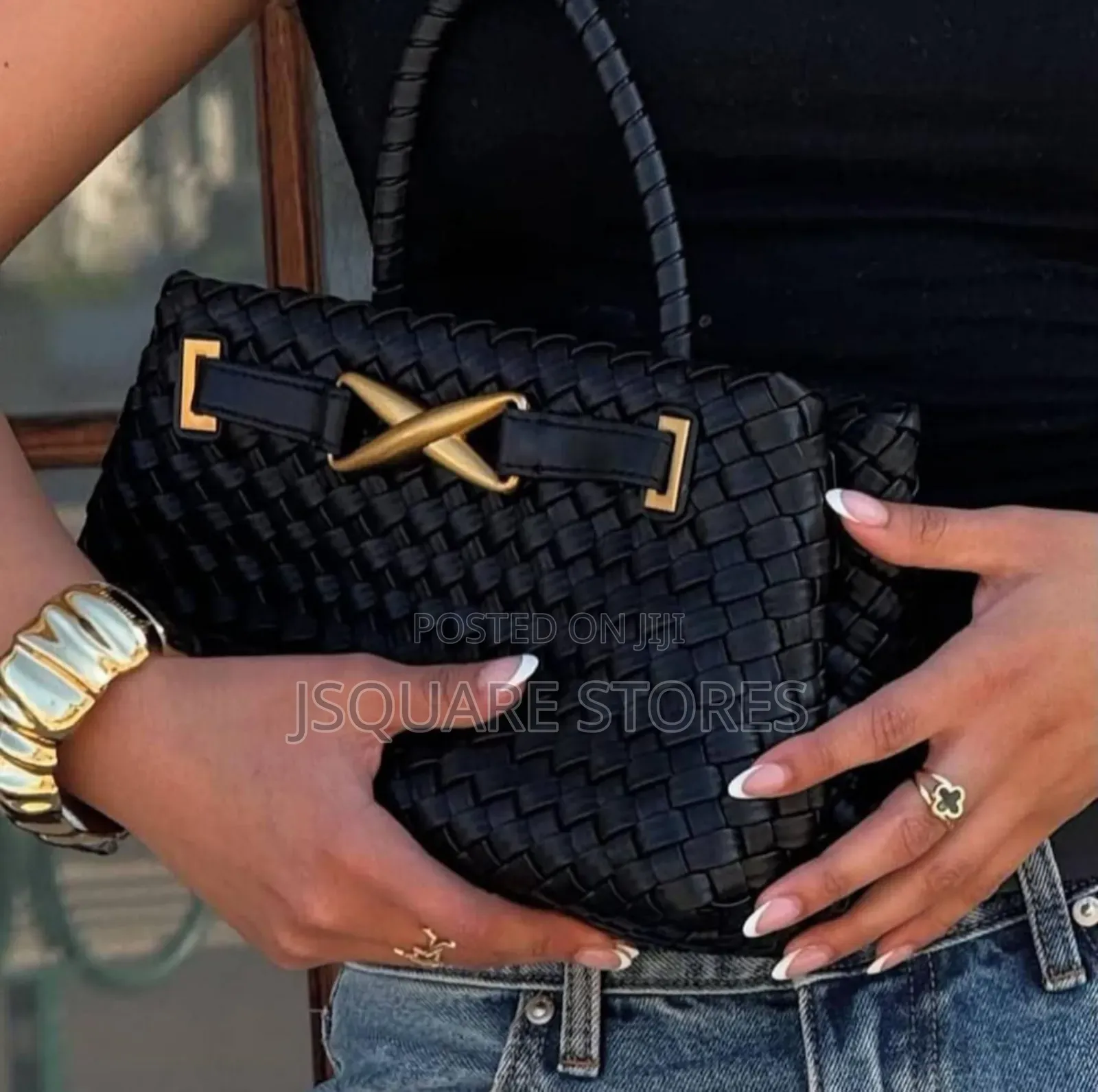 Jwpei Elora Woven Tote Bag, Available in Colours Black, Wine, Coffee