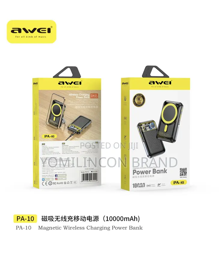 Awei 10000mah Wireless Magnetic Power Bank Waterproof.