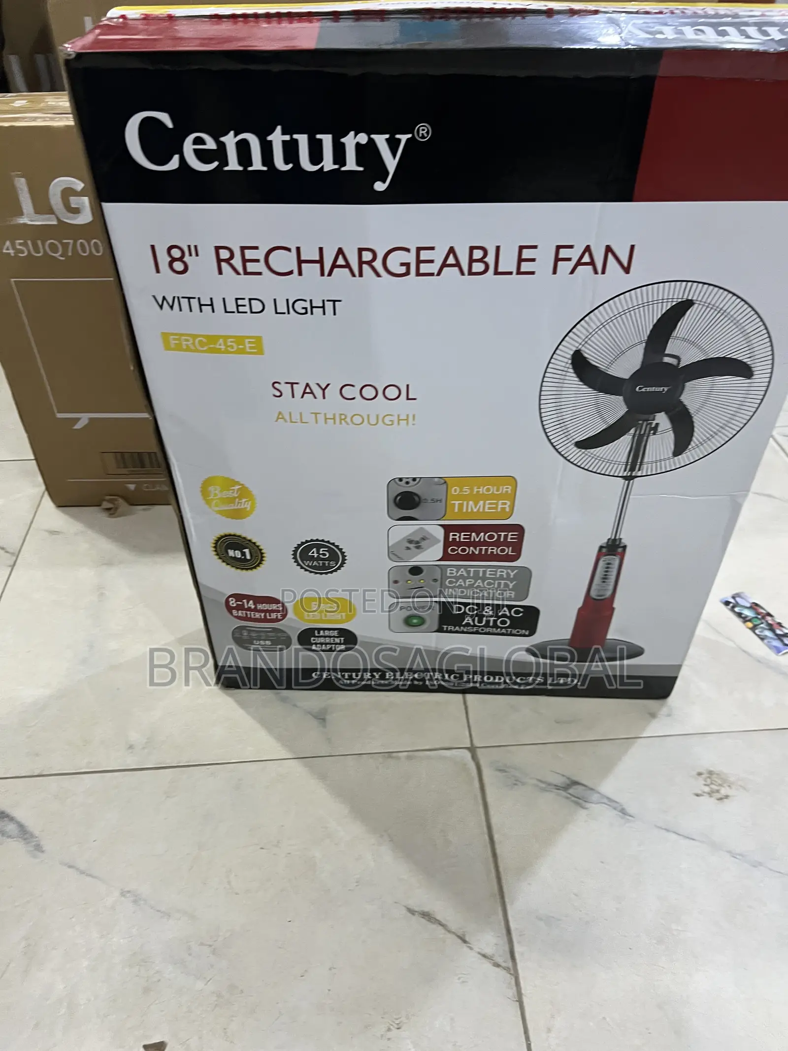 Century Powerful 18 Inches Rechargeable Fan FRC-45-D for Bedrooms