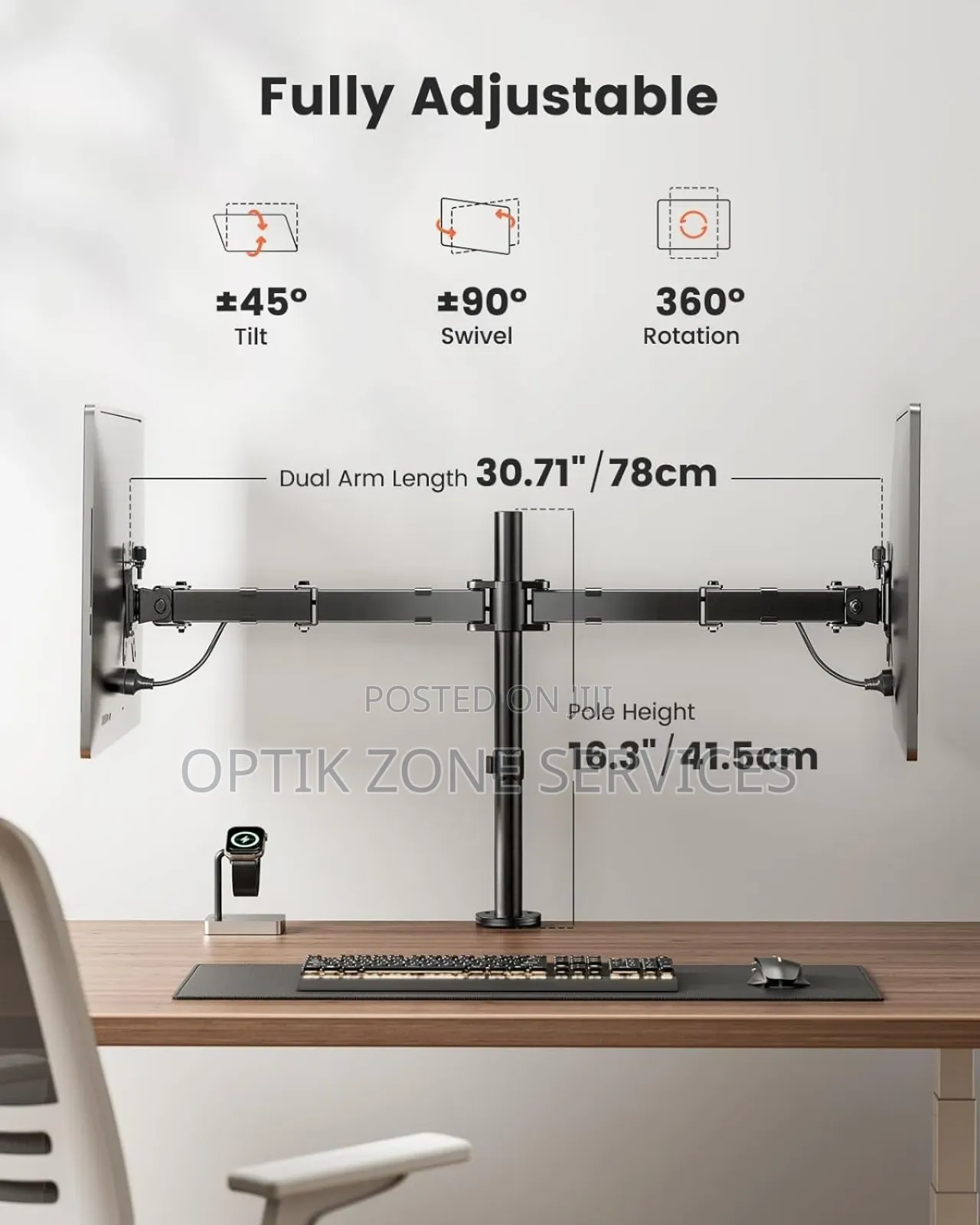 Dual Double Monitor Stand Many Sizes