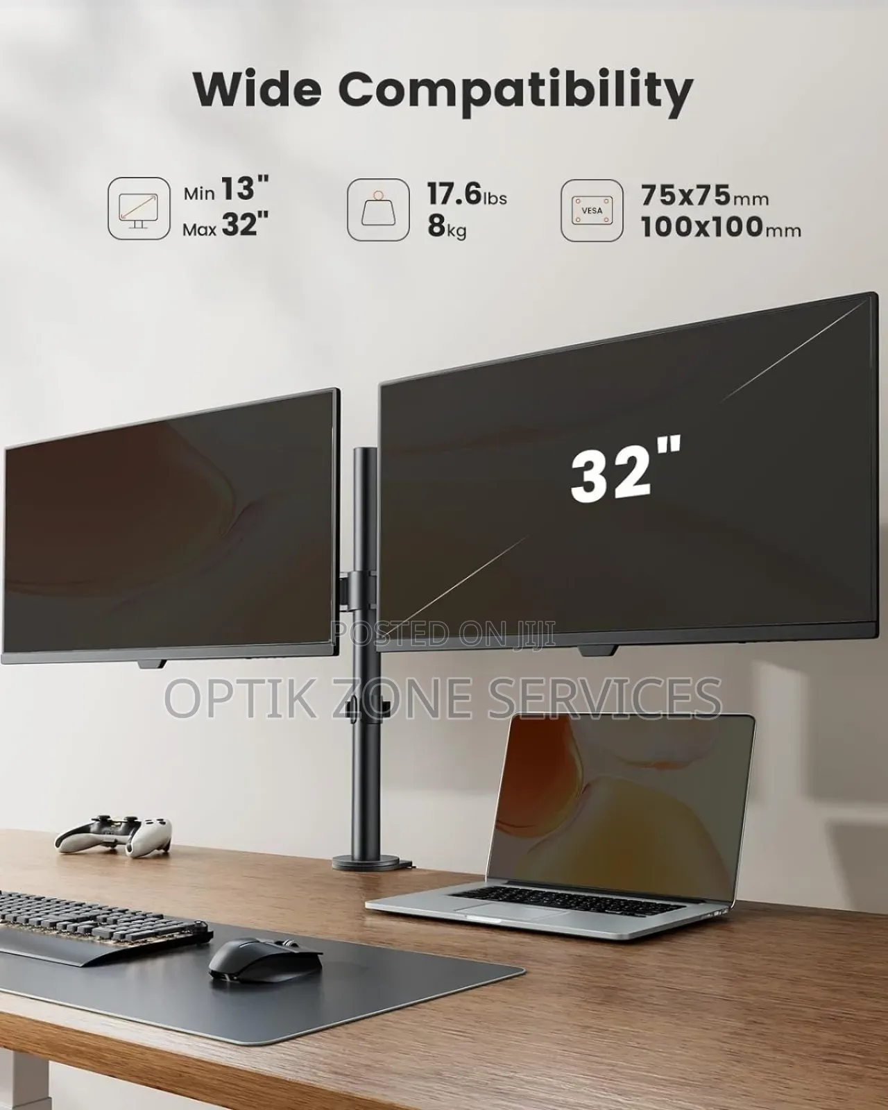 Dual Double Monitor Stand Many Sizes