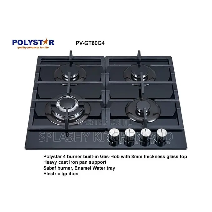 Polystar 4 Burner Gas Cooker Hob