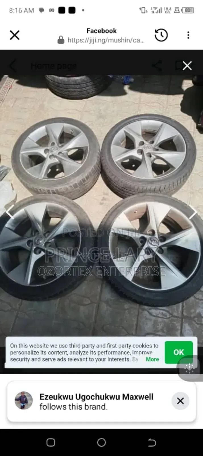 18inches Rim For Camry 012 Wit Tyres