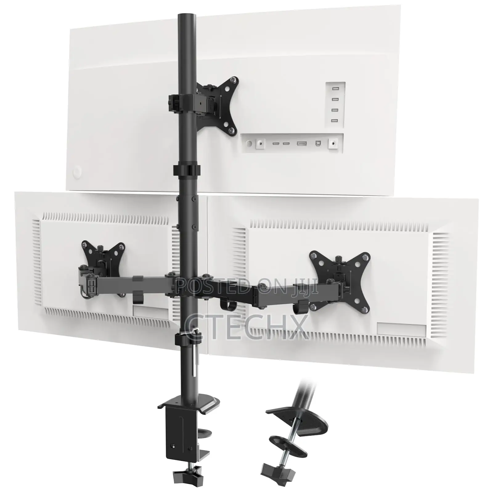 Putorsen Triple Monitor Arm, 31 Inch Tall Pole for 3 X 13"-32" Screens