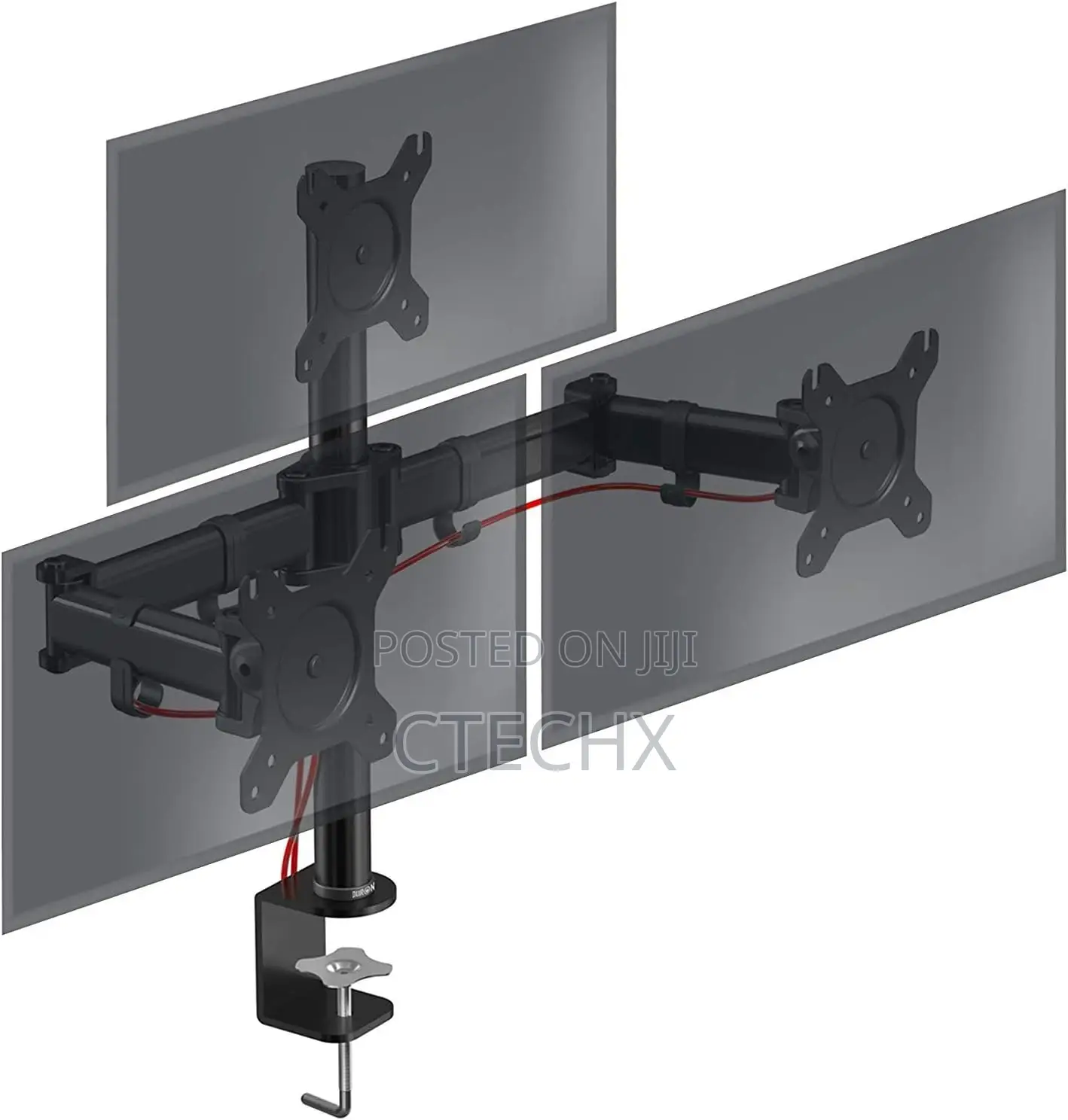 Putorsen Triple Monitor Arm, 31 Inch Tall Pole for 3 X 13"-32" Screens