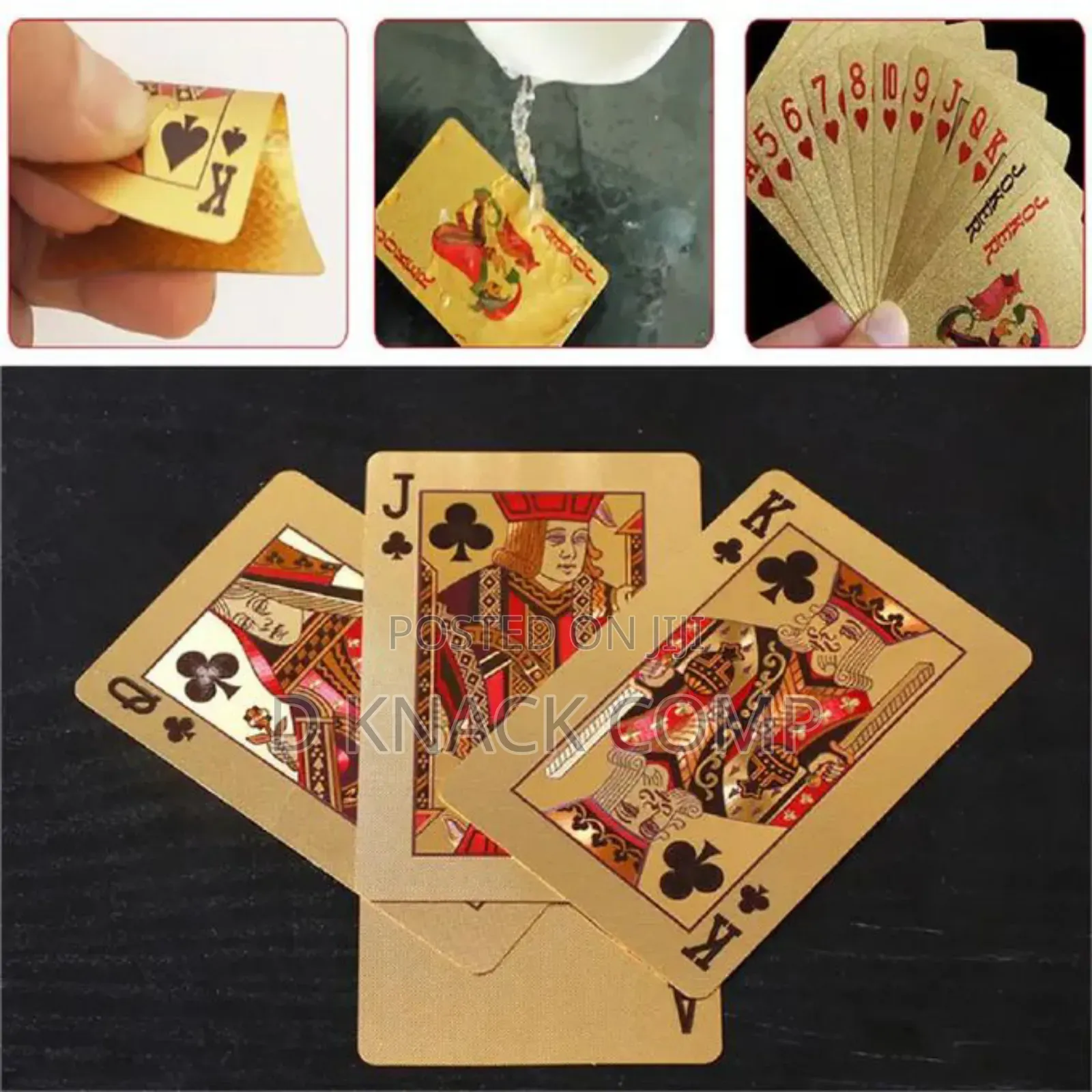 PVC Gold Poker Card Game, Durable, Waterproof.
