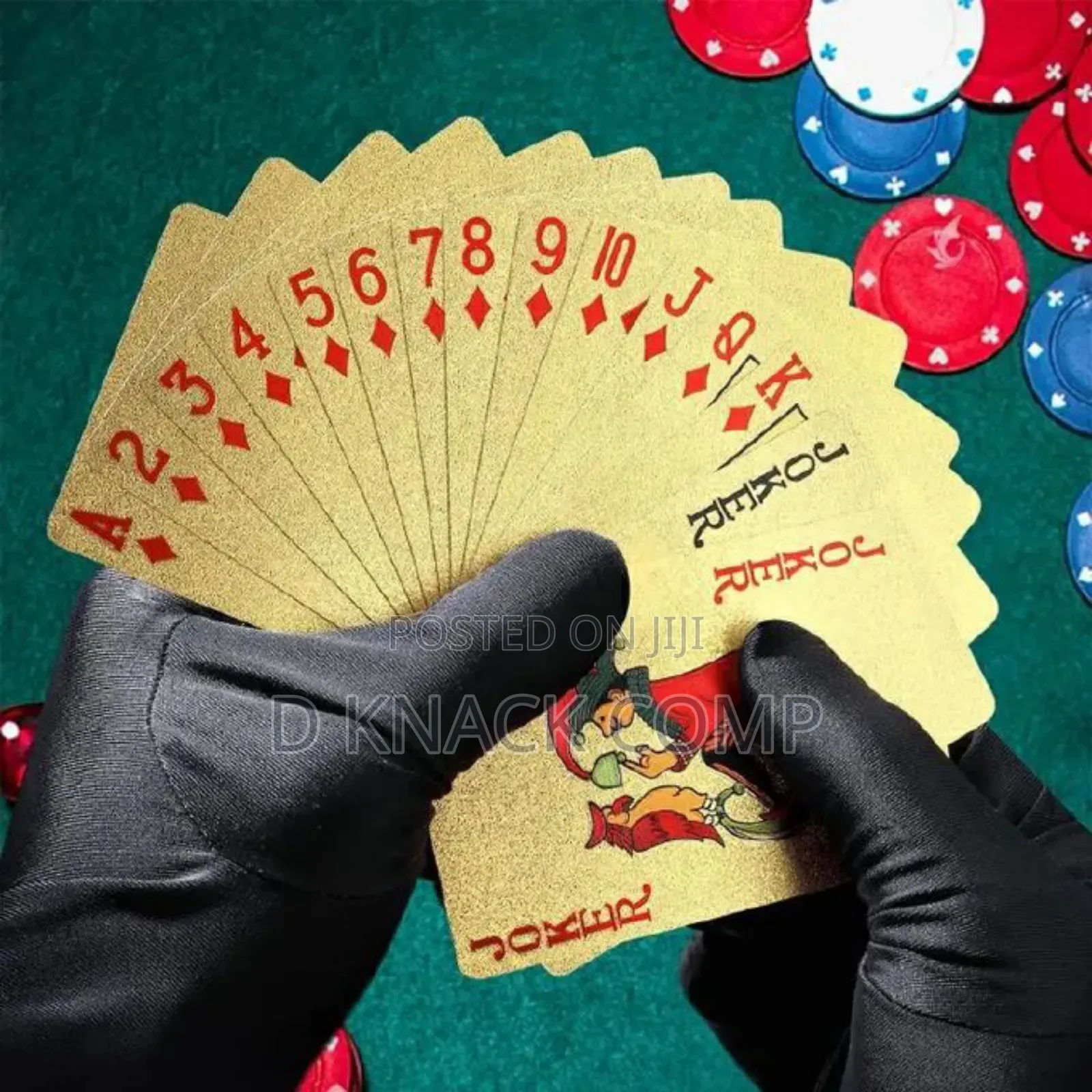 PVC Gold Poker Card Game, Durable, Waterproof.