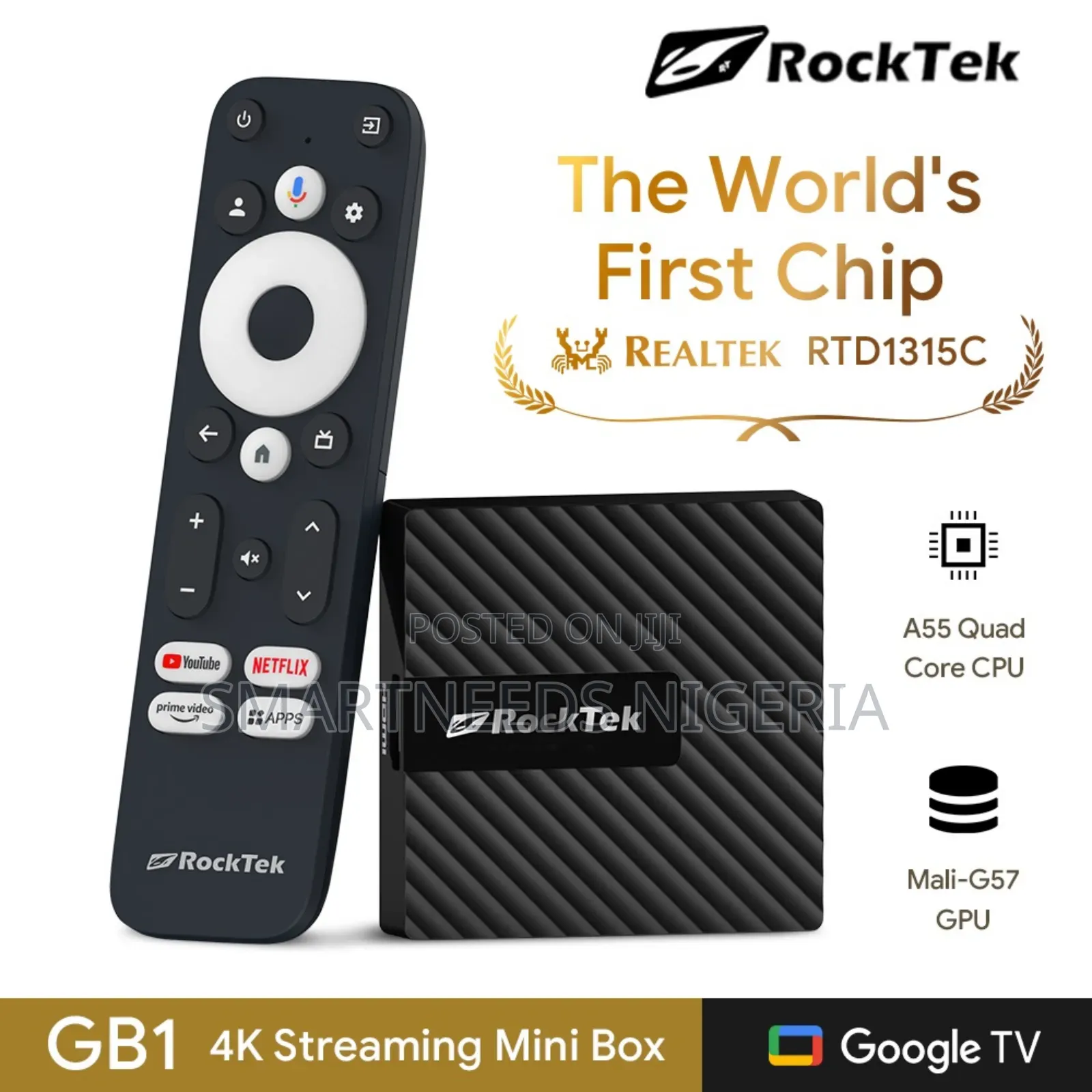 Rocktek Gb1 –Google Netflix Certified| Google Tv12 | 2gb Ram/32gb Rom