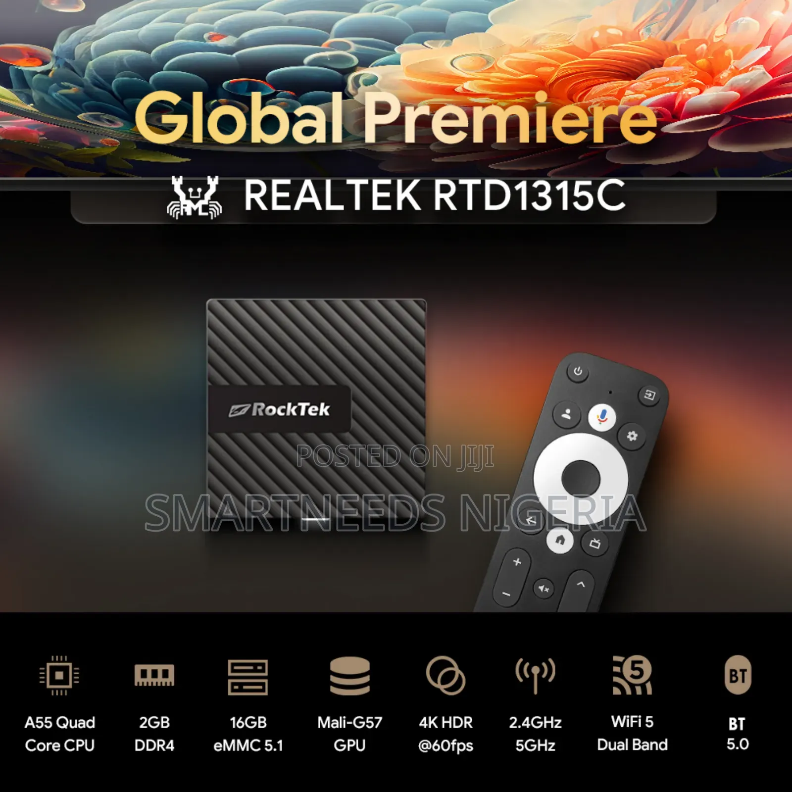 Rocktek Gb1 –Google Netflix Certified| Google Tv12 | 2gb Ram/32gb Rom