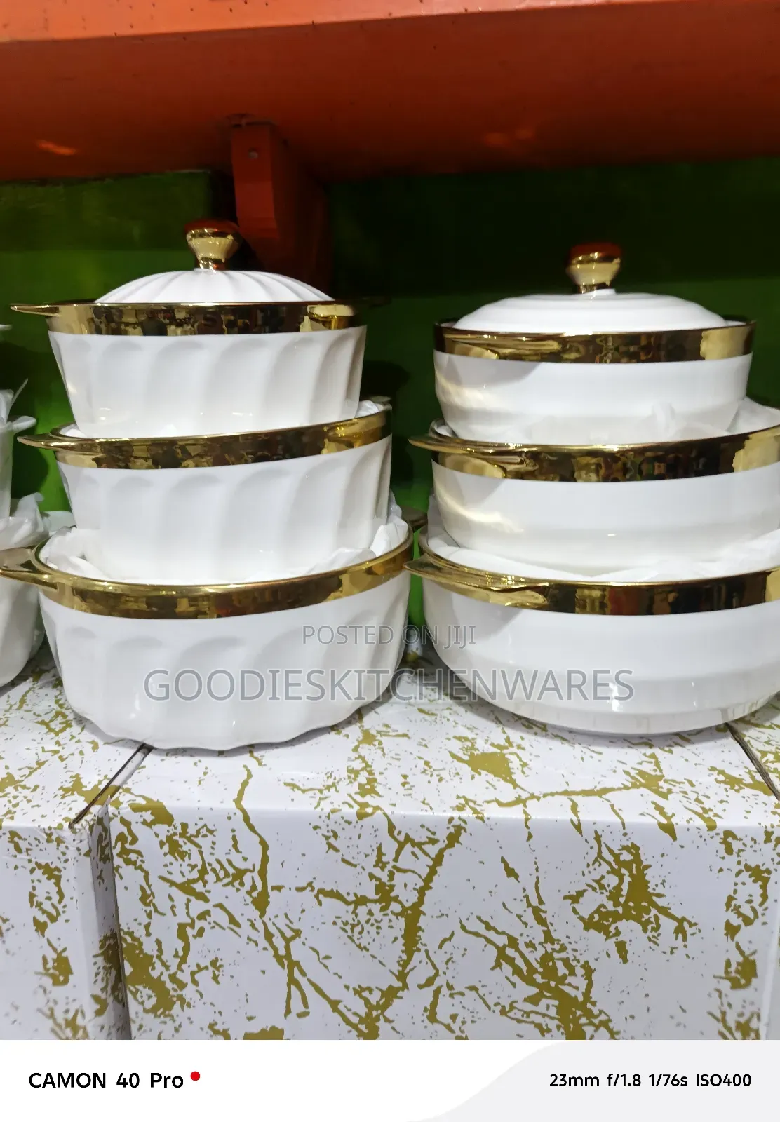 3 Set Ceramic Cookware With Gold Lining